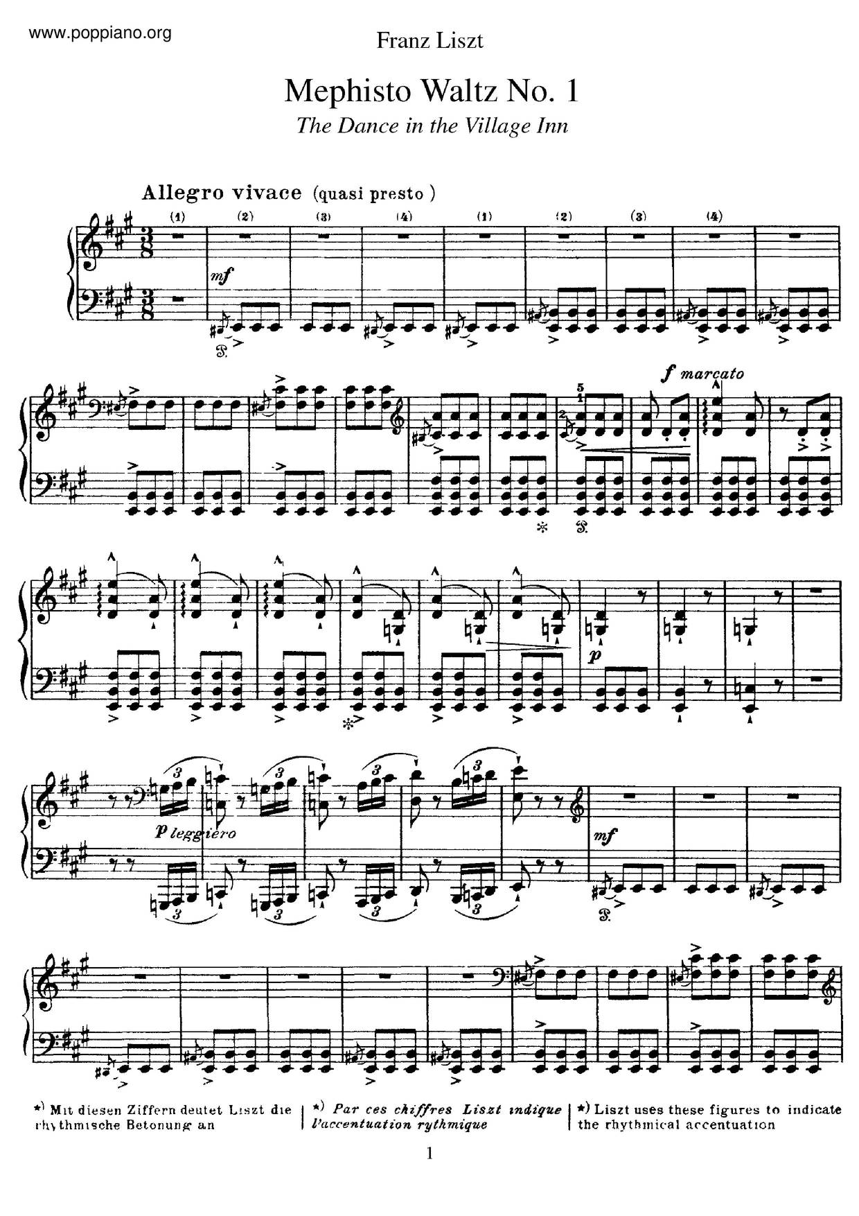 Mephisto Waltz No. 1, S. 514琴谱
