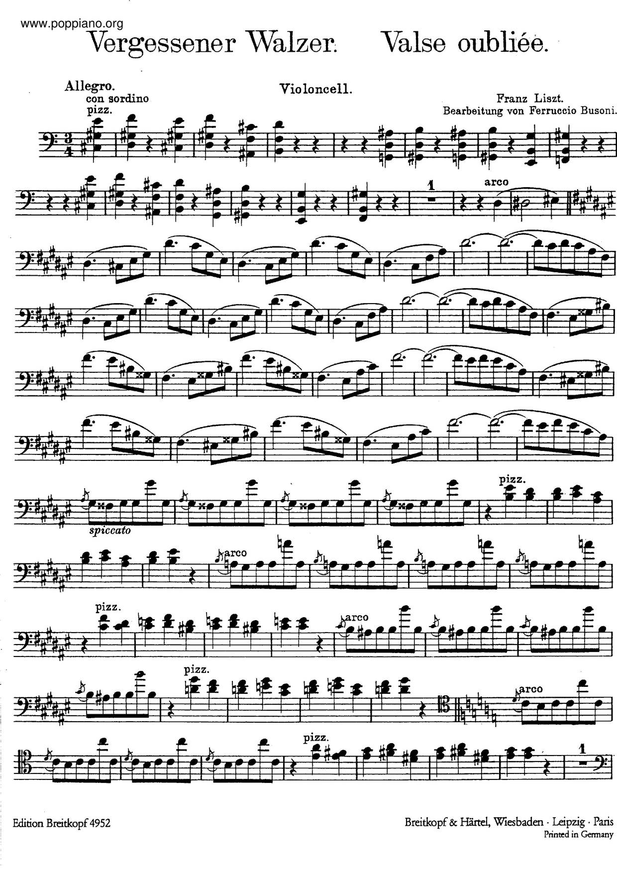 Valses Oubliées, S. 215 Score