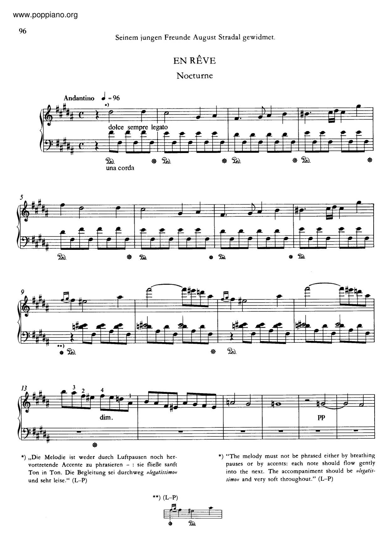 En Rêve, S.207ピアノ譜
