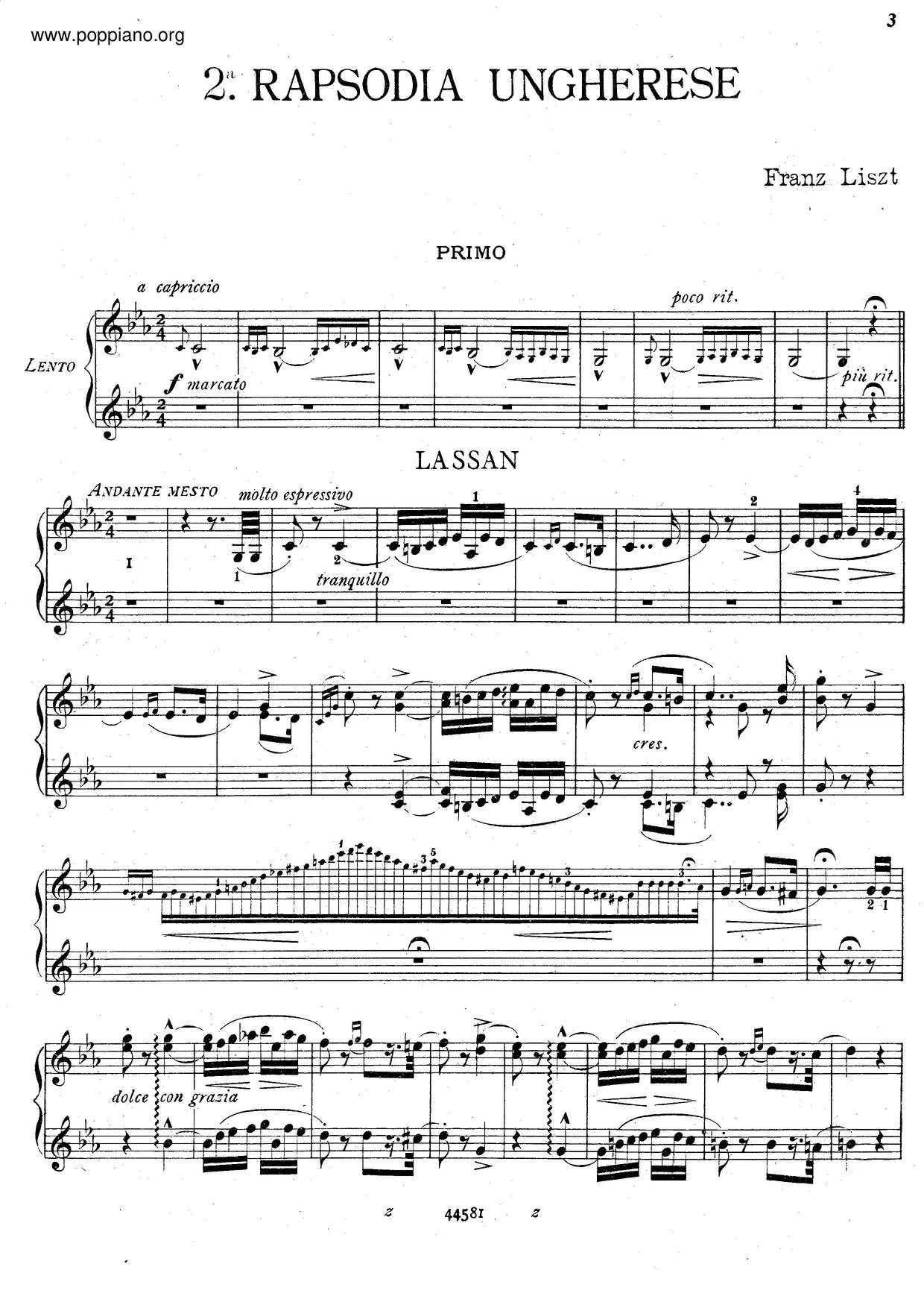 Hungarian Rhapsody No. 2, S. 244/2琴谱
