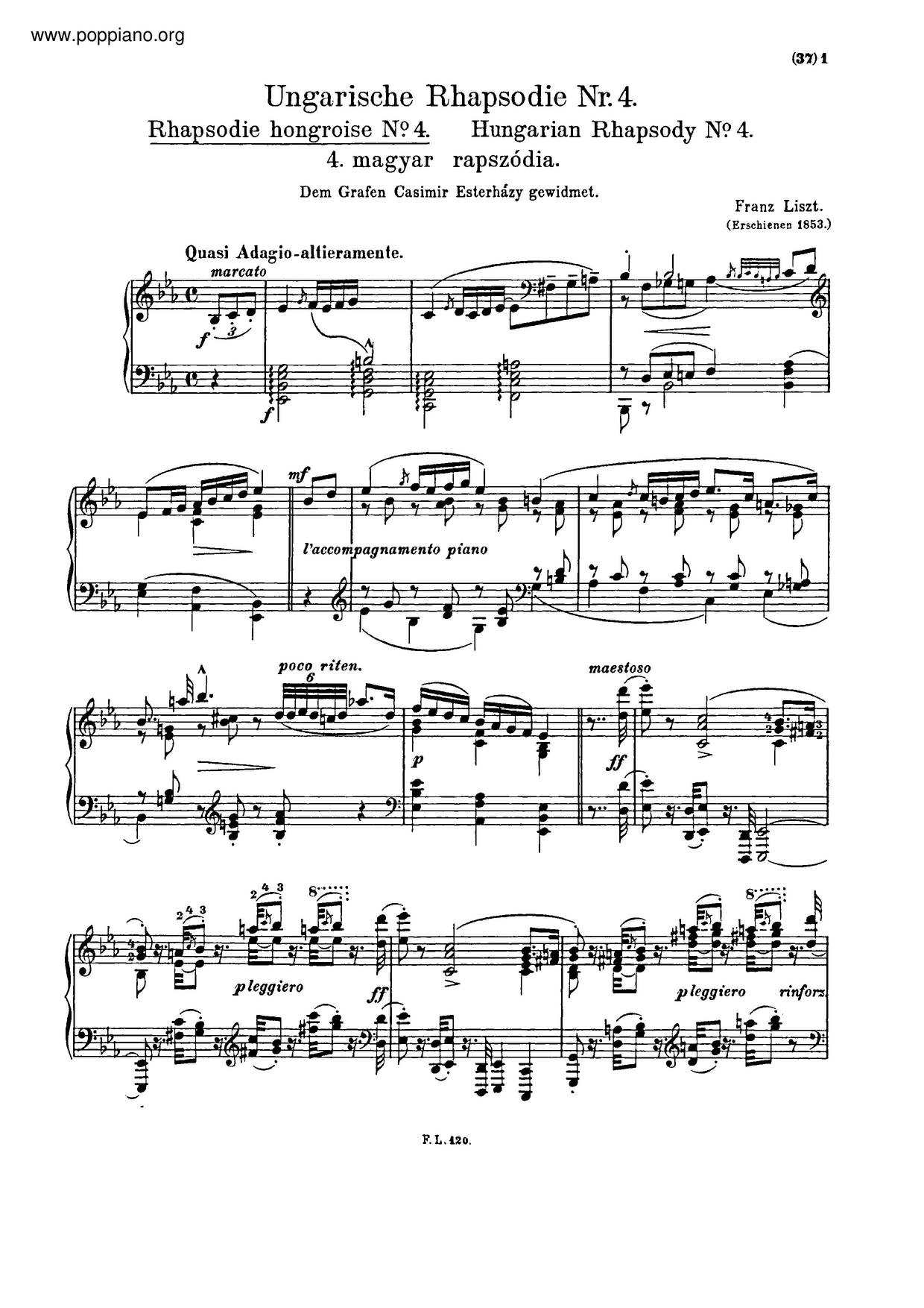Hungarian Rhapsody No. 4, S. 244/4琴譜