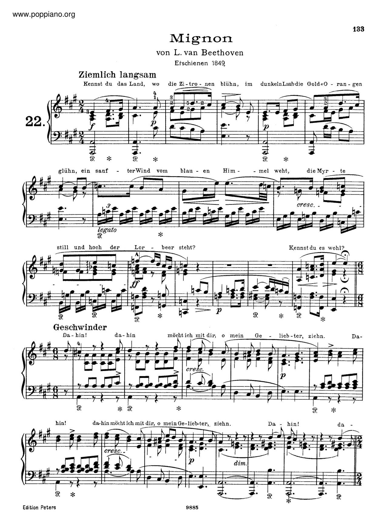 6 Lieder Von Goethe, By Beethoven, S.468琴谱