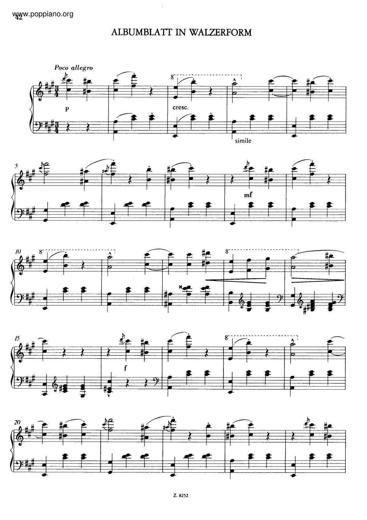 Album Leaf In Waltz Form, S.166ピアノ譜