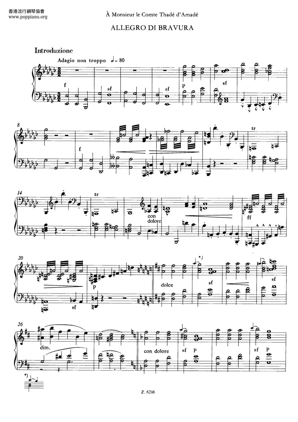 Allegro Di Bravura, S.151琴譜