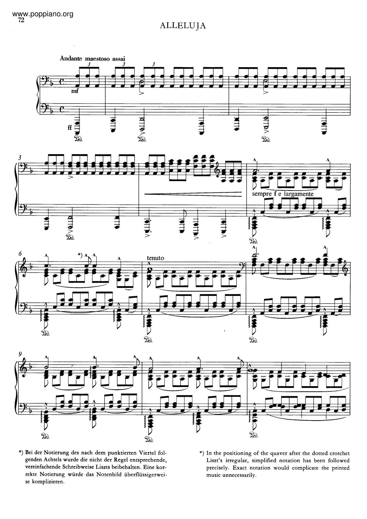 Alleluia Et Ave Maria, S.183ピアノ譜
