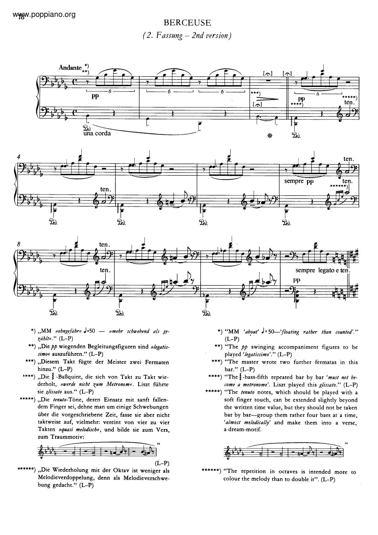 Berceuse, S. 174ピアノ譜