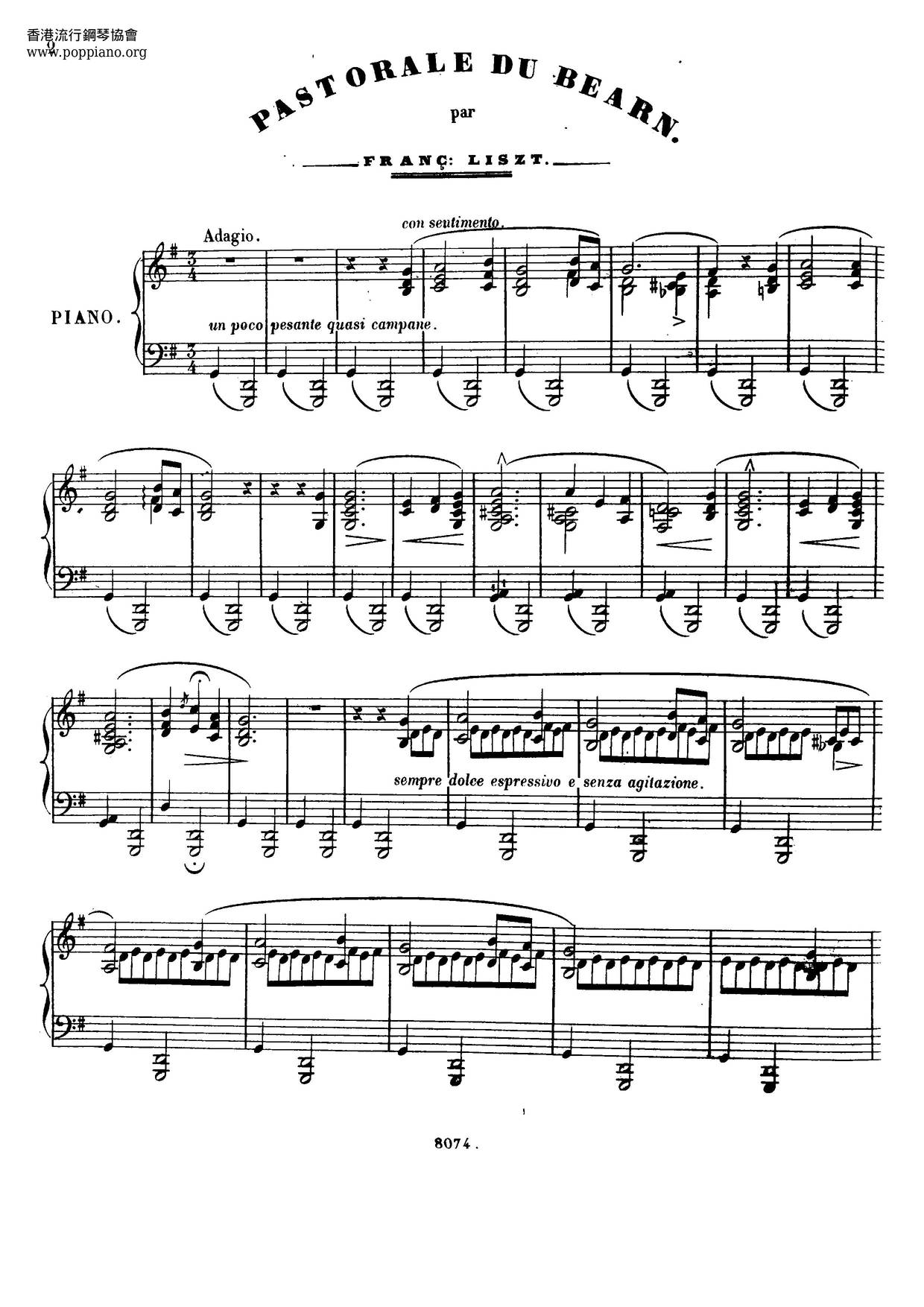 Chanson Du Béarn, S.236/2 Score