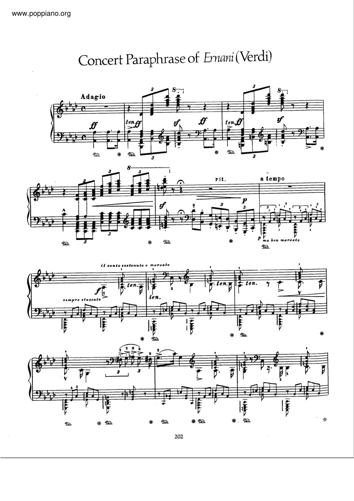 Concert Paraphrase Of Ernani, By Verdi, S.432 Score
