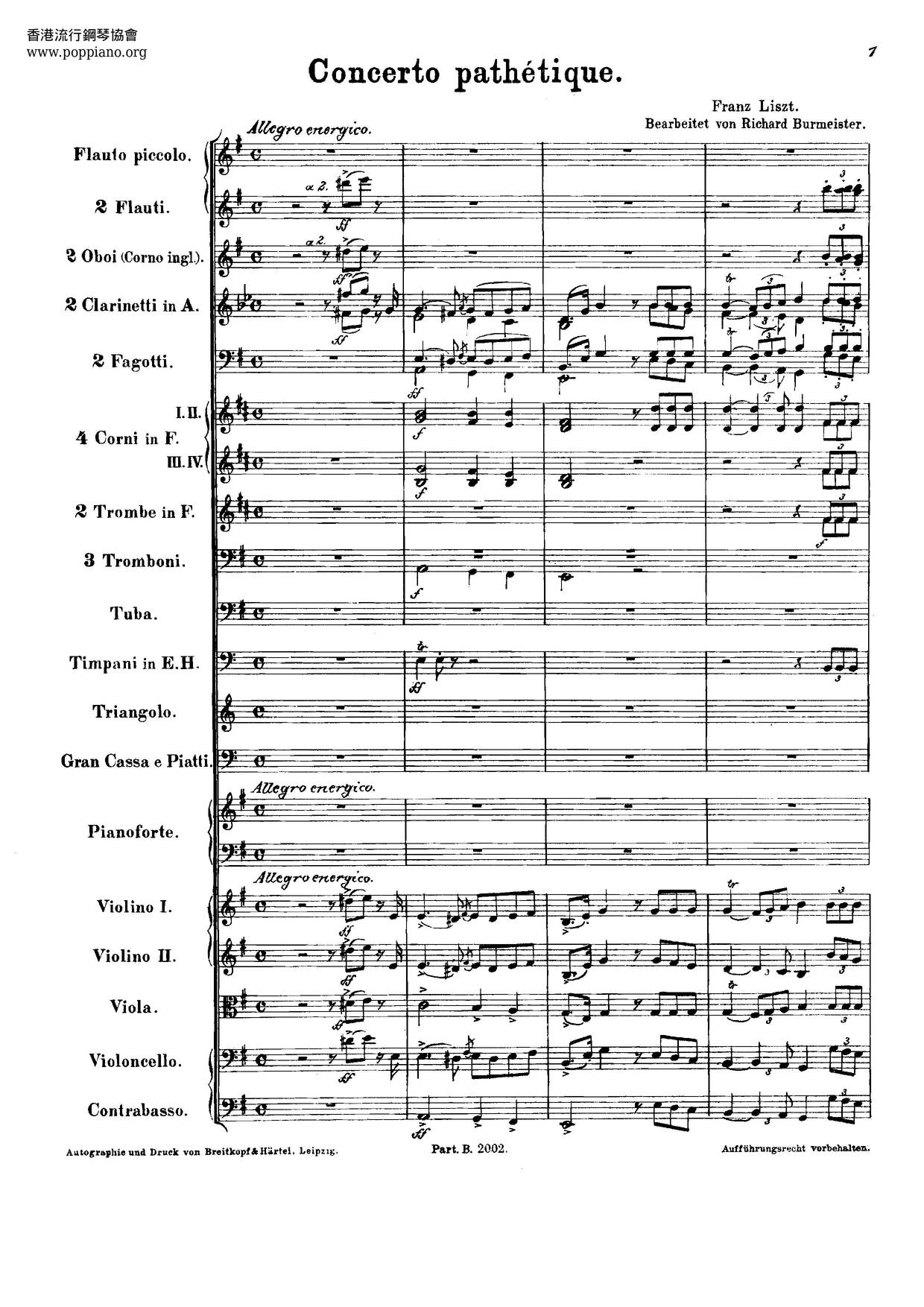 Concerto Pathétique, S.258ピアノ譜