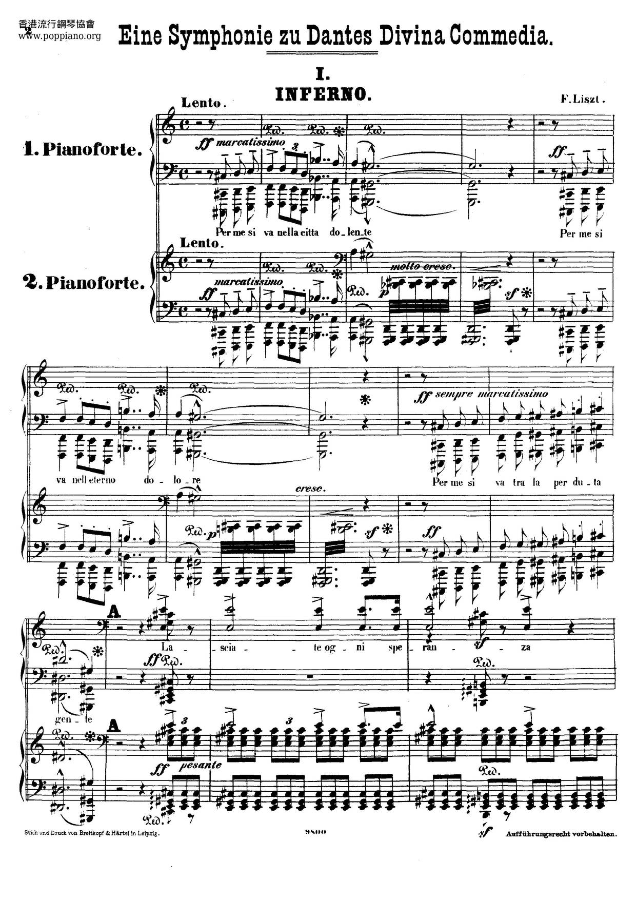 Dante Symphony, 2-Piano, S.648 Score