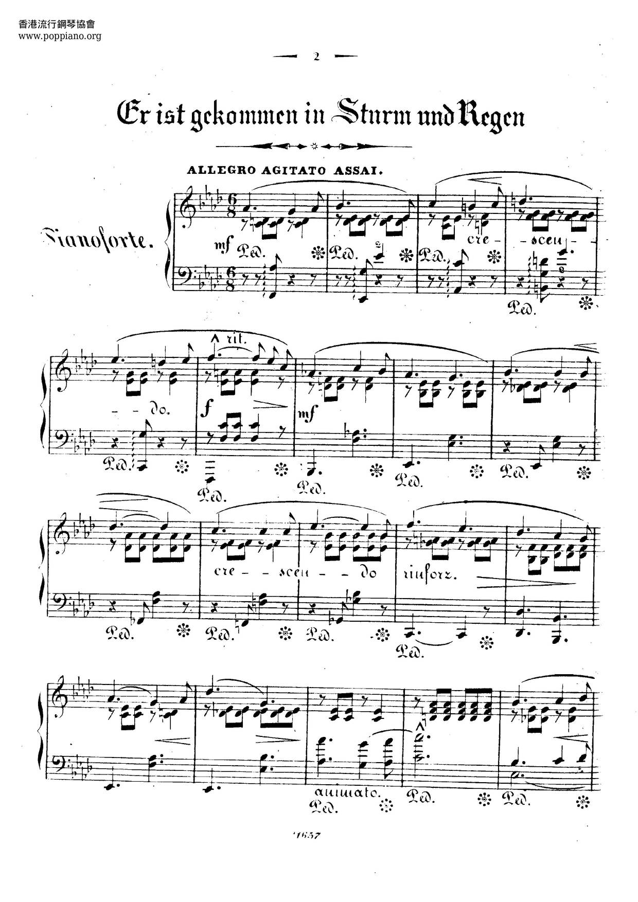 Er Ist Gekommen In Sturm Und Regen, Lied Von Robert Franz, S.488ピアノ譜