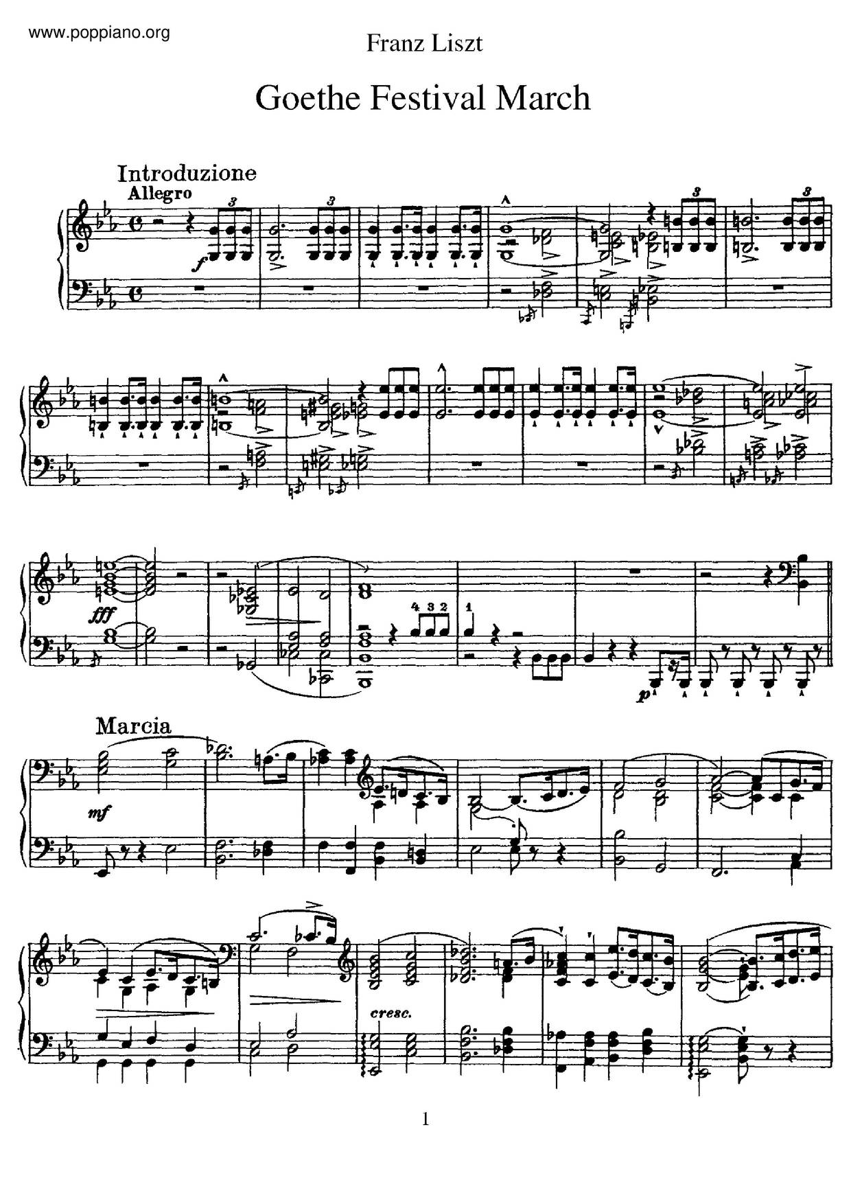 Goethe Festmarsch, S.227ピアノ譜