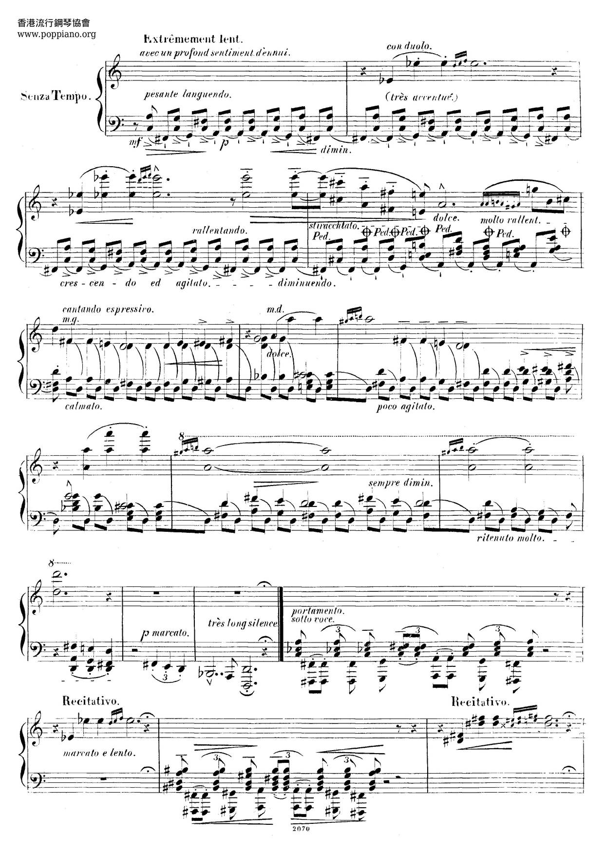 Harmonies Poétiques Et Religieuses, First Version, S.154琴譜