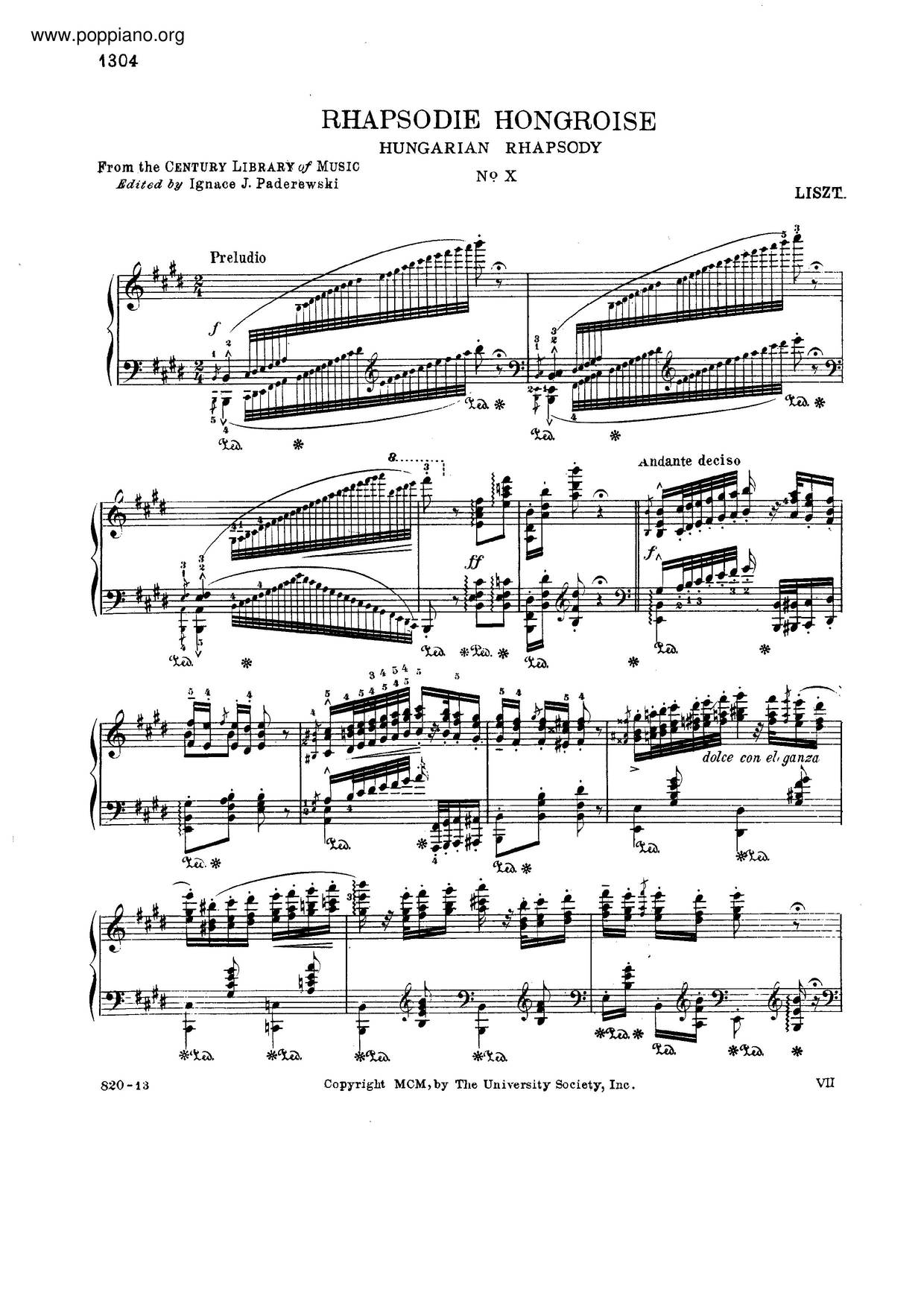 Hungarian Rhapsody No.10, S.244/10ピアノ譜