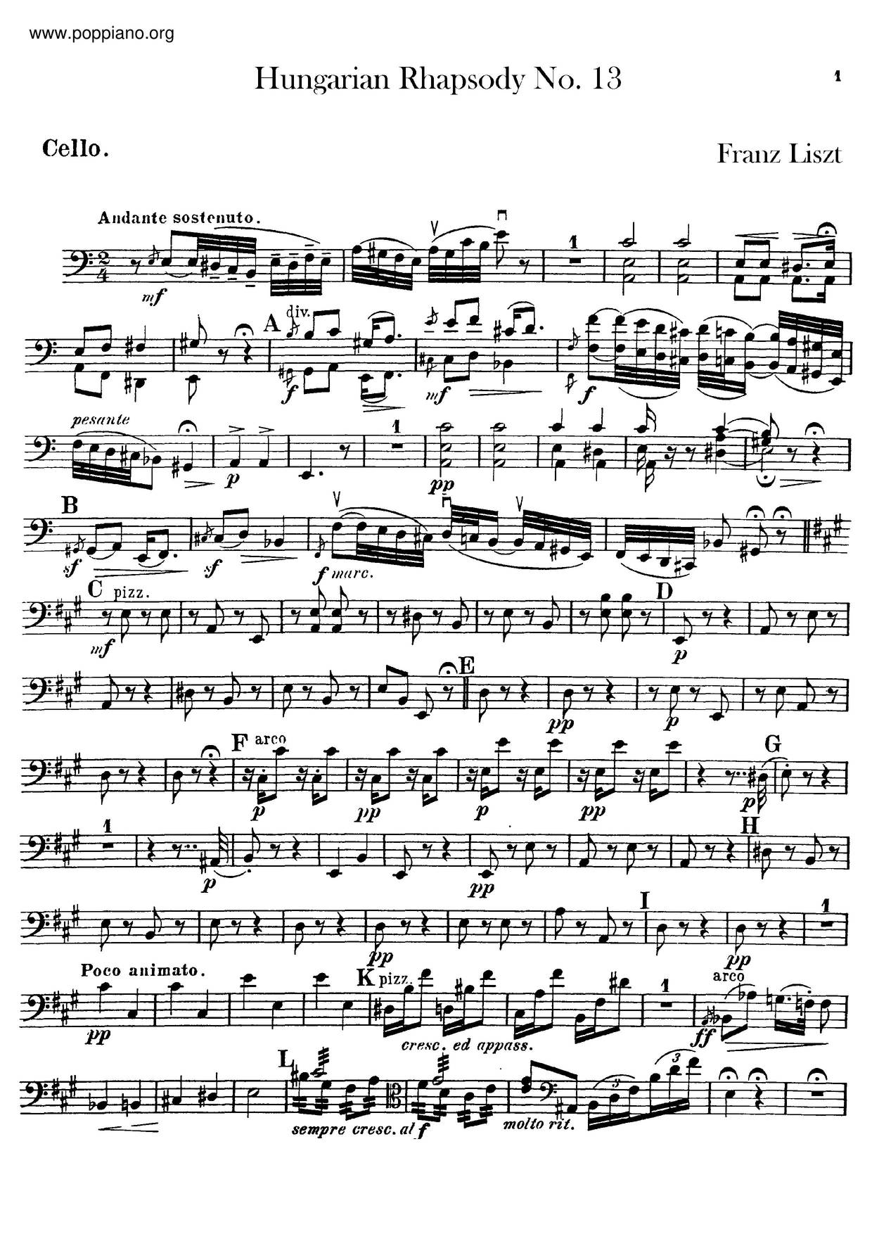 Hungarian Rhapsody No.13, S.244/13琴譜