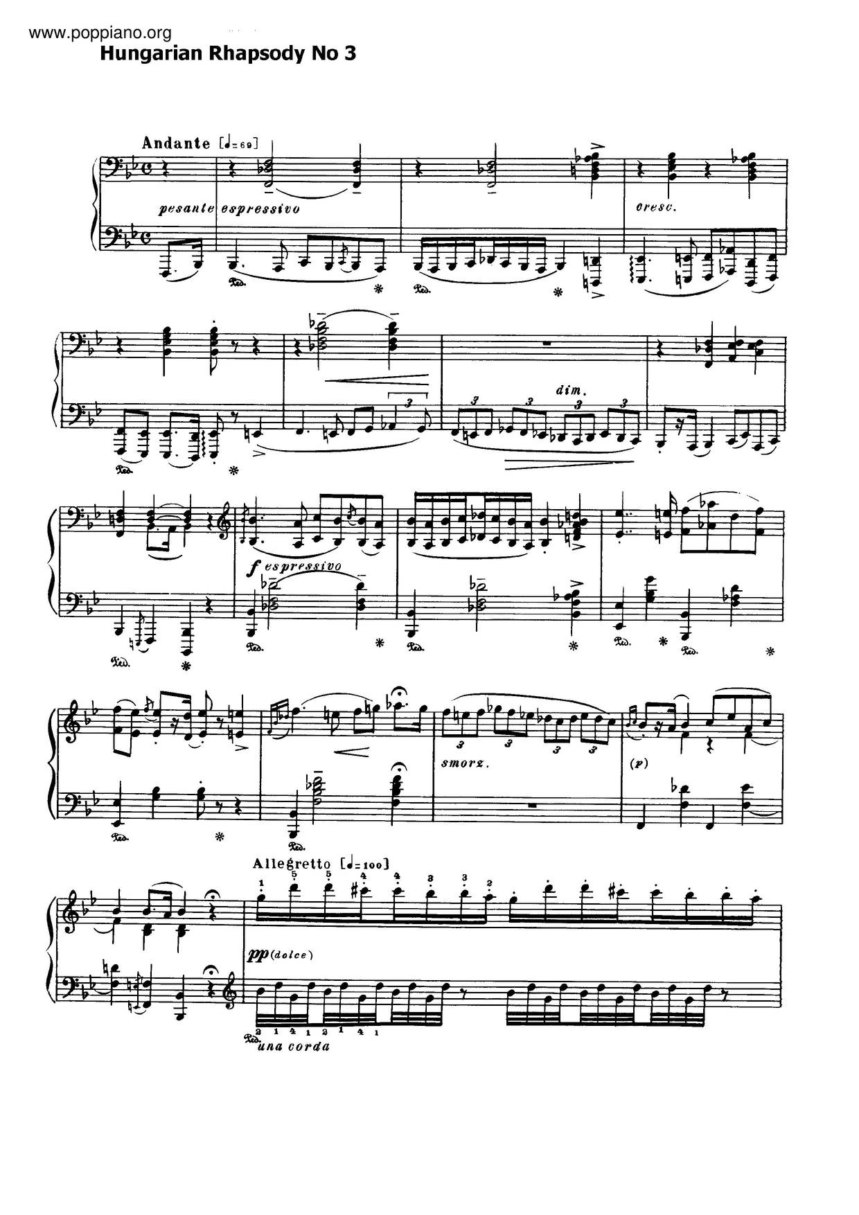 Hungarian Rhapsody No. 3, S. 244/3琴譜