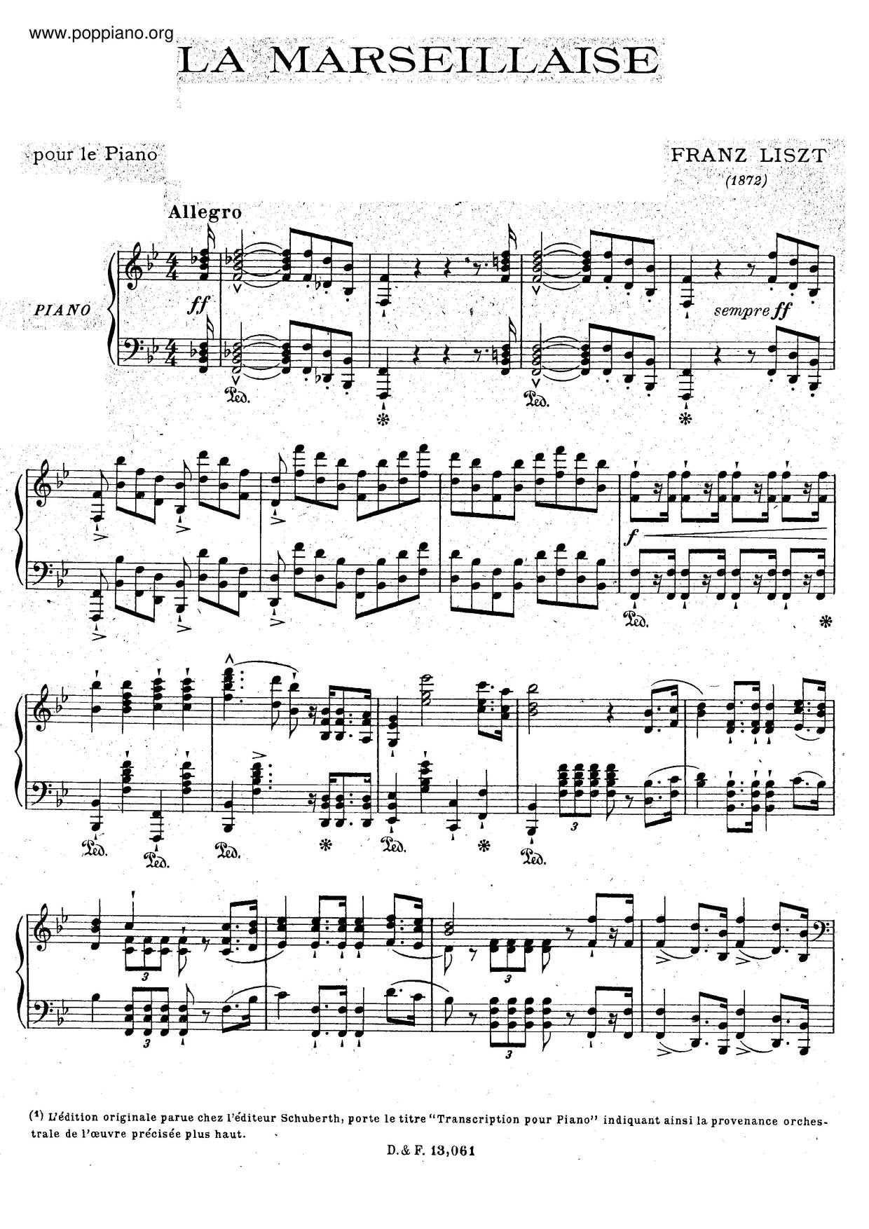 La Marseillaise, S.237ピアノ譜