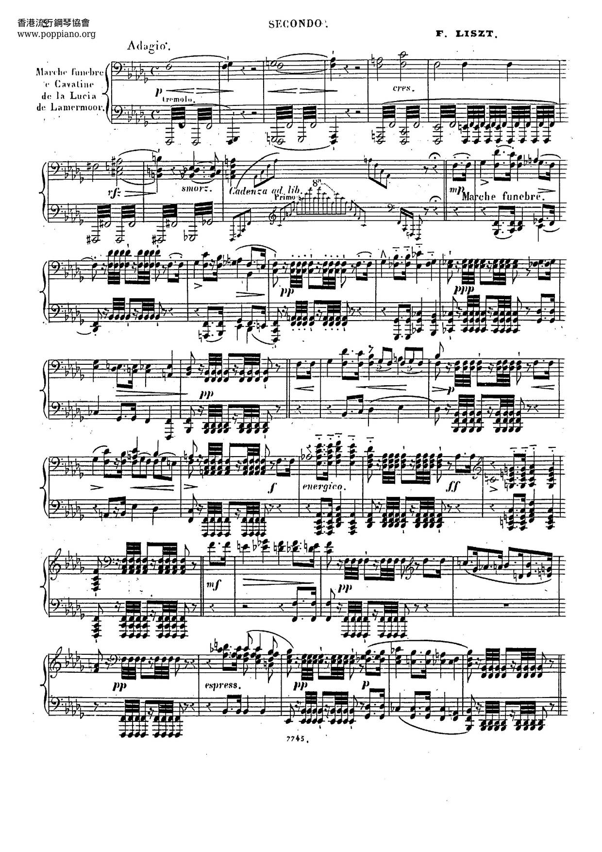 Marche Et Cavatine De La Lucia De Lamermoor De Donizetti, 4-Hand, S.628A Score