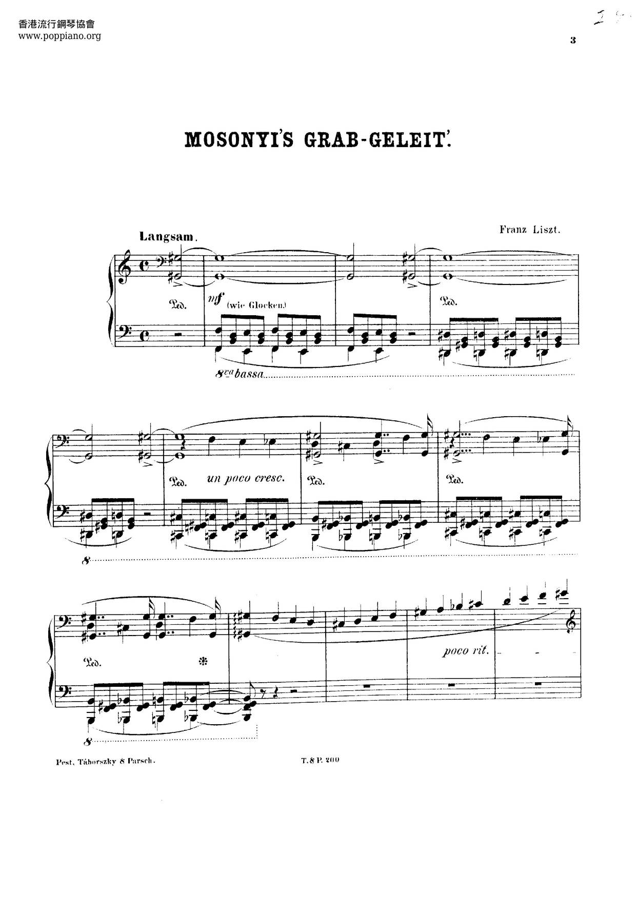 Mosonyis Grabgeleit, S.194ピアノ譜