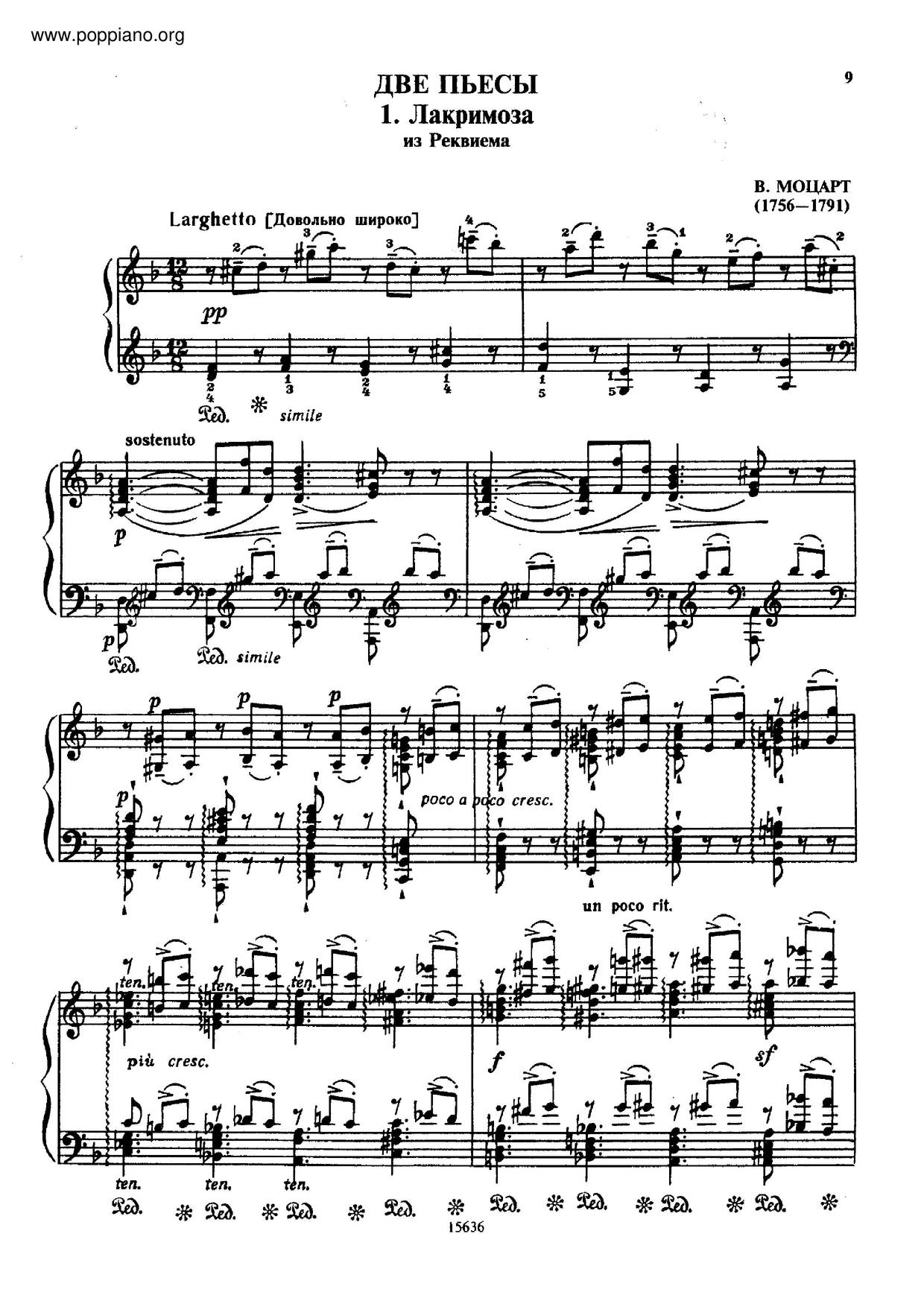 Mozarts Requiem, Confutatis Maledictis And Lacrimosa, S.550琴譜