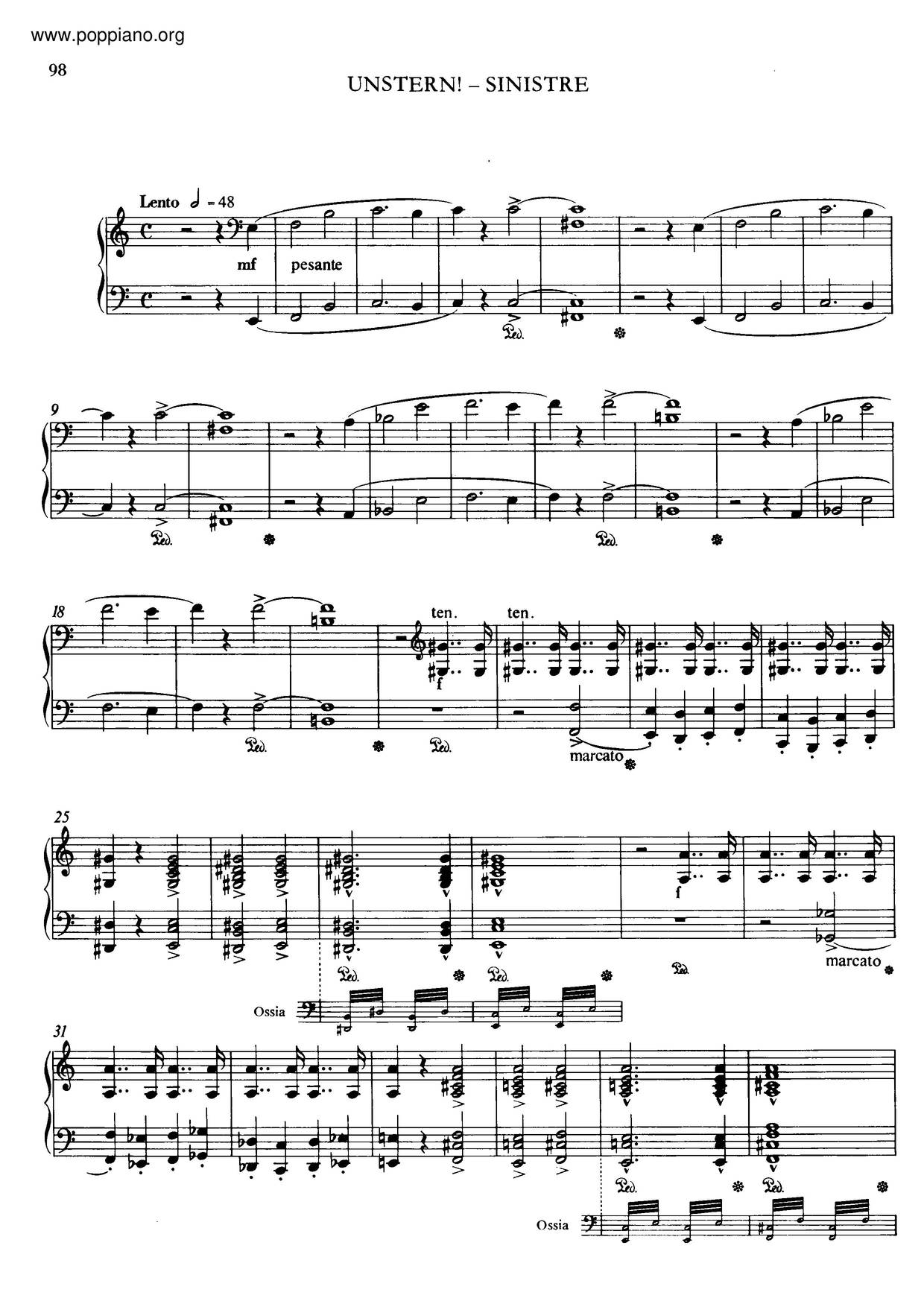 Unstern - Sinistreピアノ譜