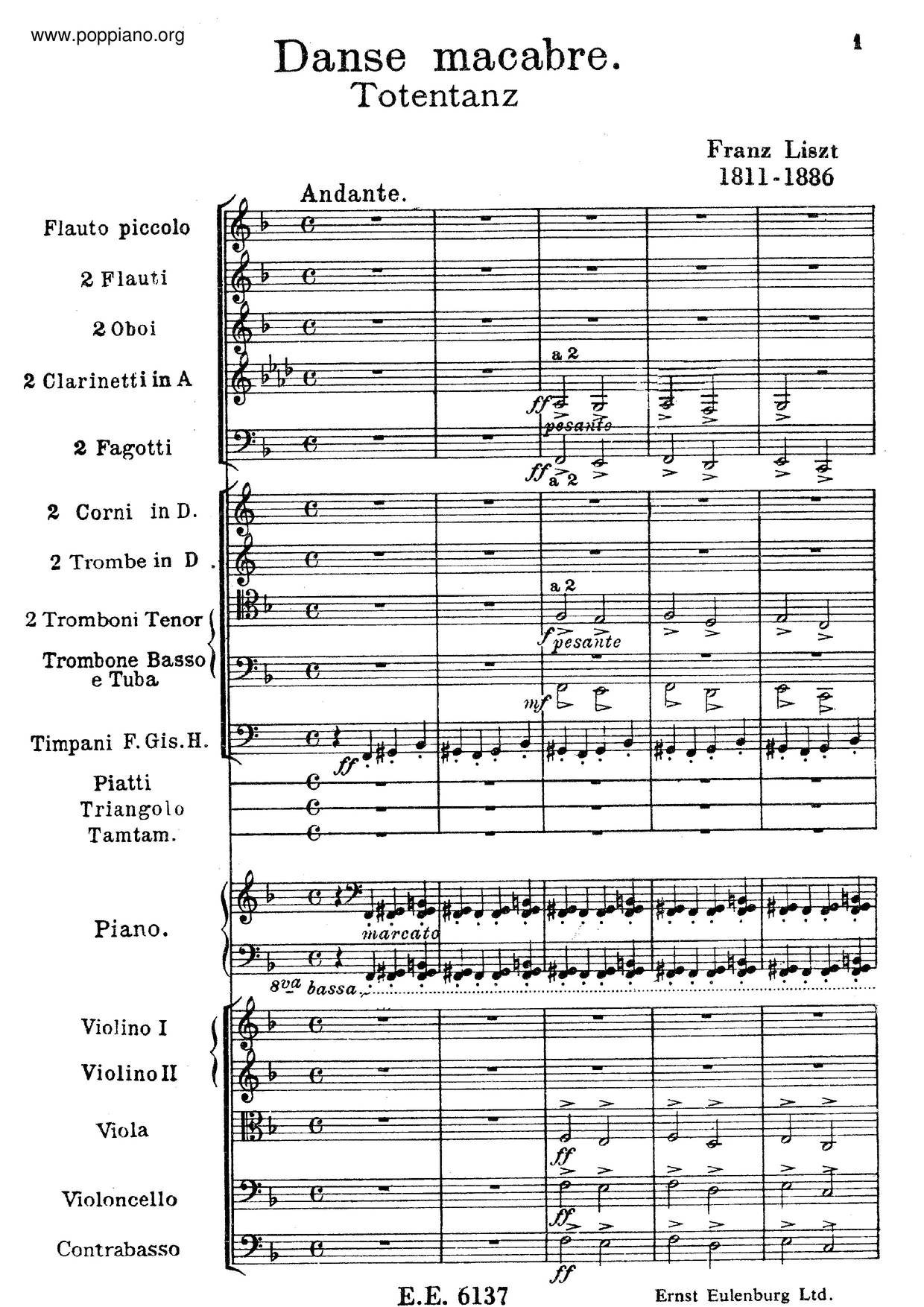 Totentanz, S. 126/2 Score