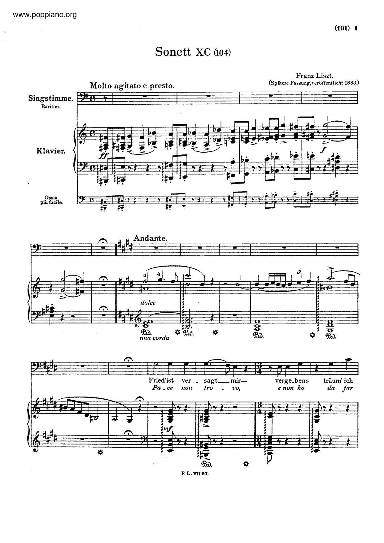 3 Sonetti Del Petrarca, S. 270ピアノ譜
