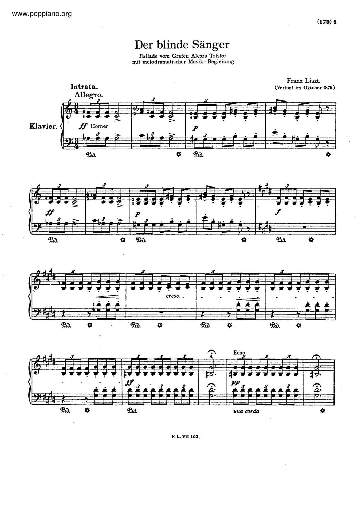 Der Blinde Sänger, S.350 Score