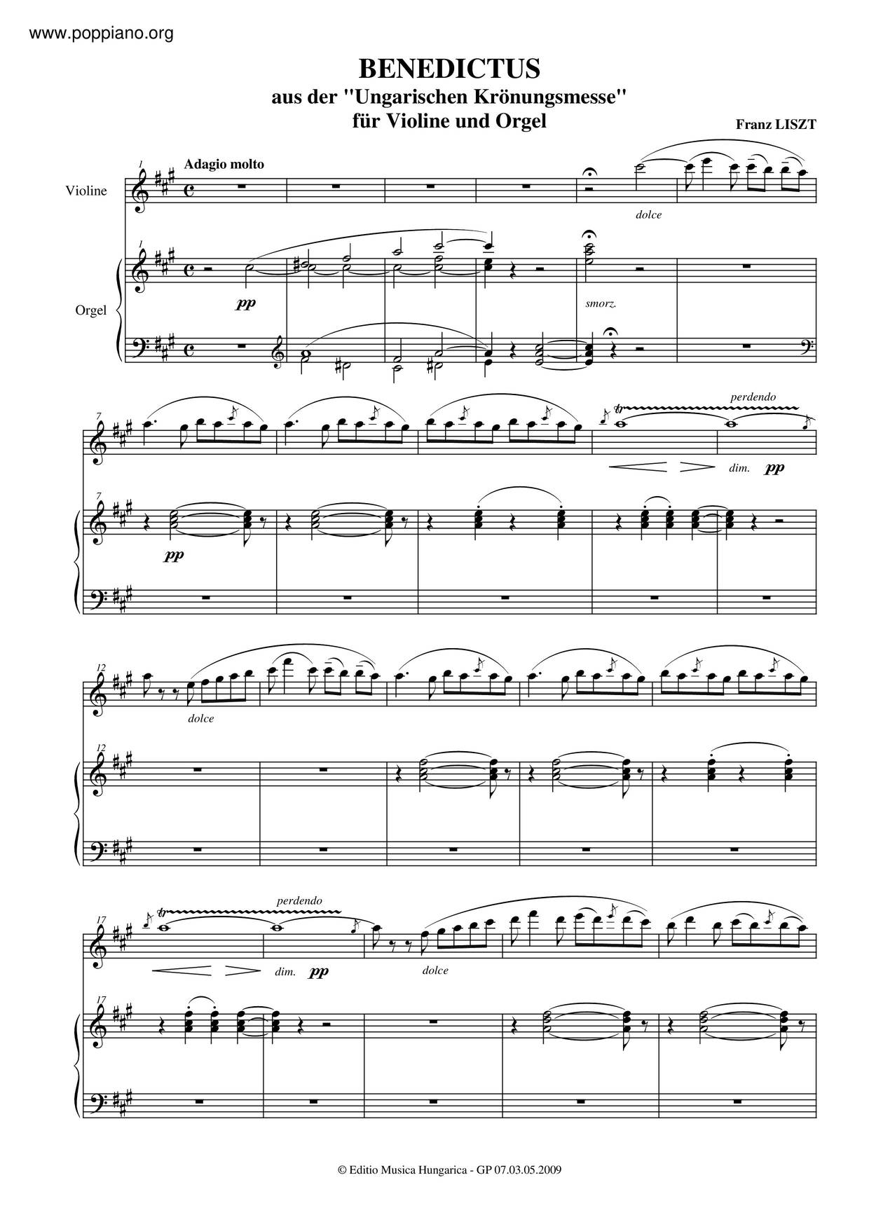 Aus Der Ungarischen Krönungsmesse, S. 381ピアノ譜