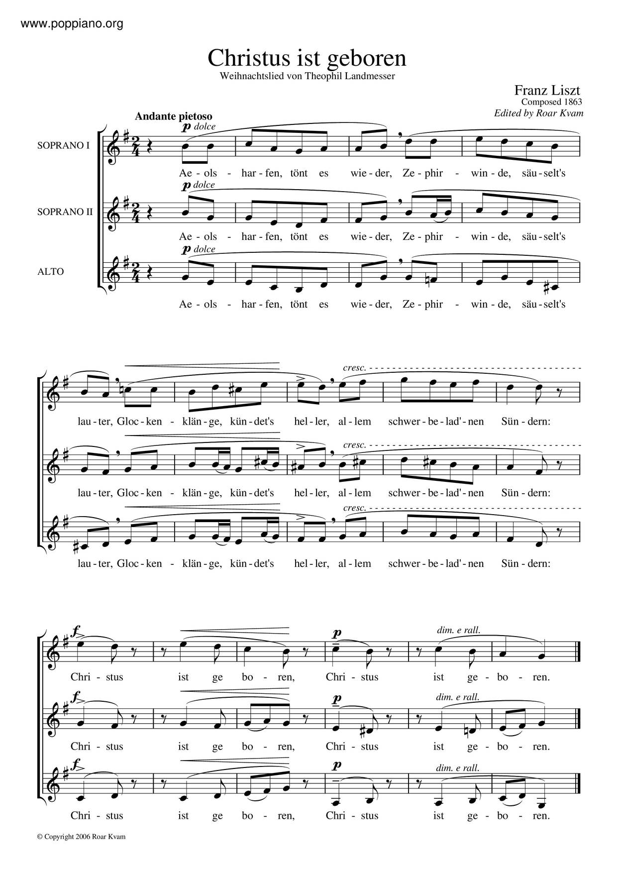 Christus Ist Geboren Ii, S.32ピアノ譜