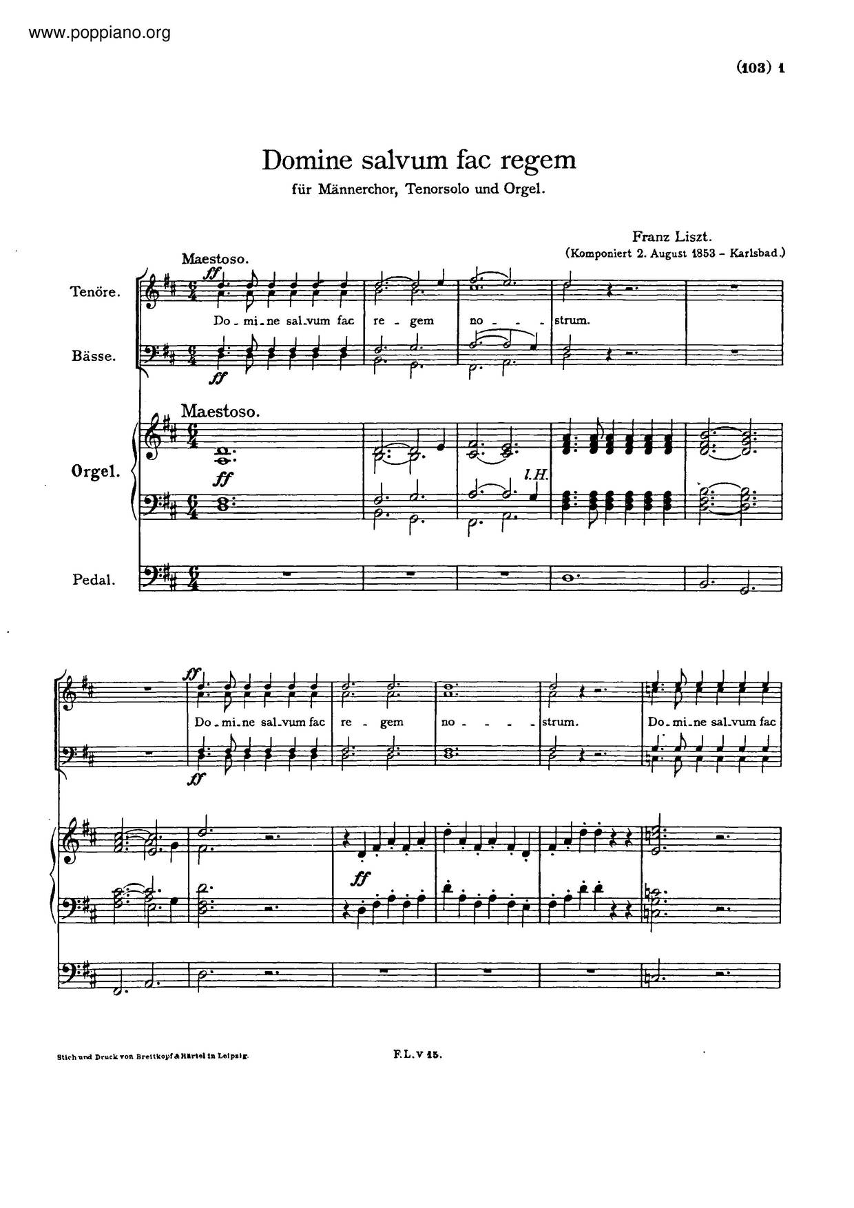 Domine Salvum Fac Regem, S.23ピアノ譜