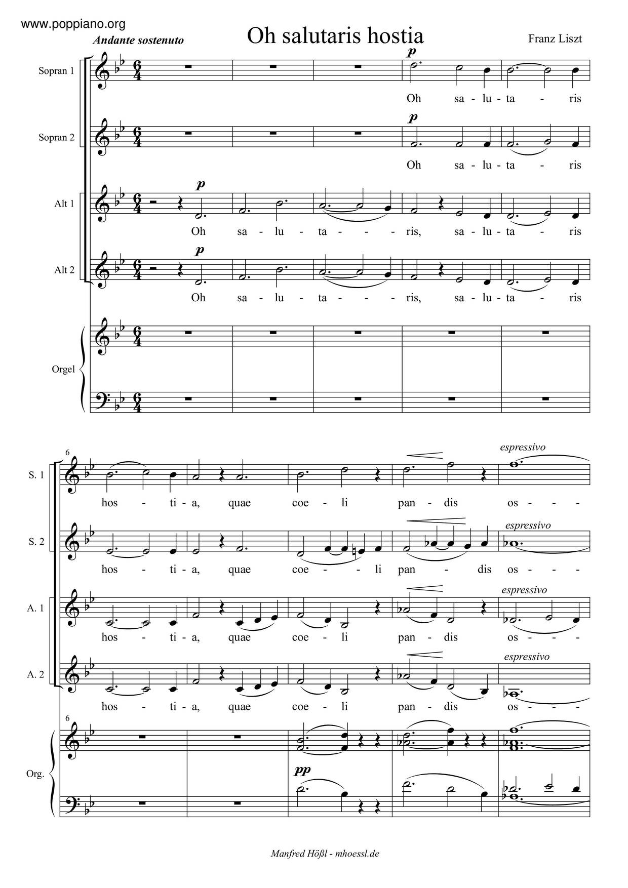 O Salutaris Hostia I, S.40 Score