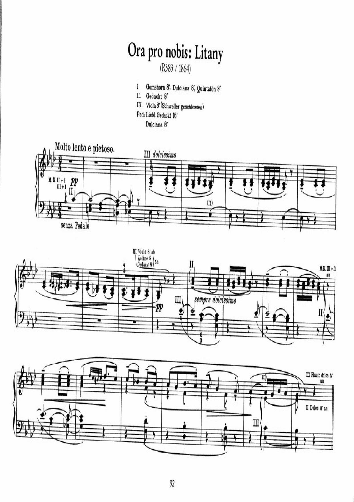 Ora Pro Nobis. Litanei, S.262ピアノ譜