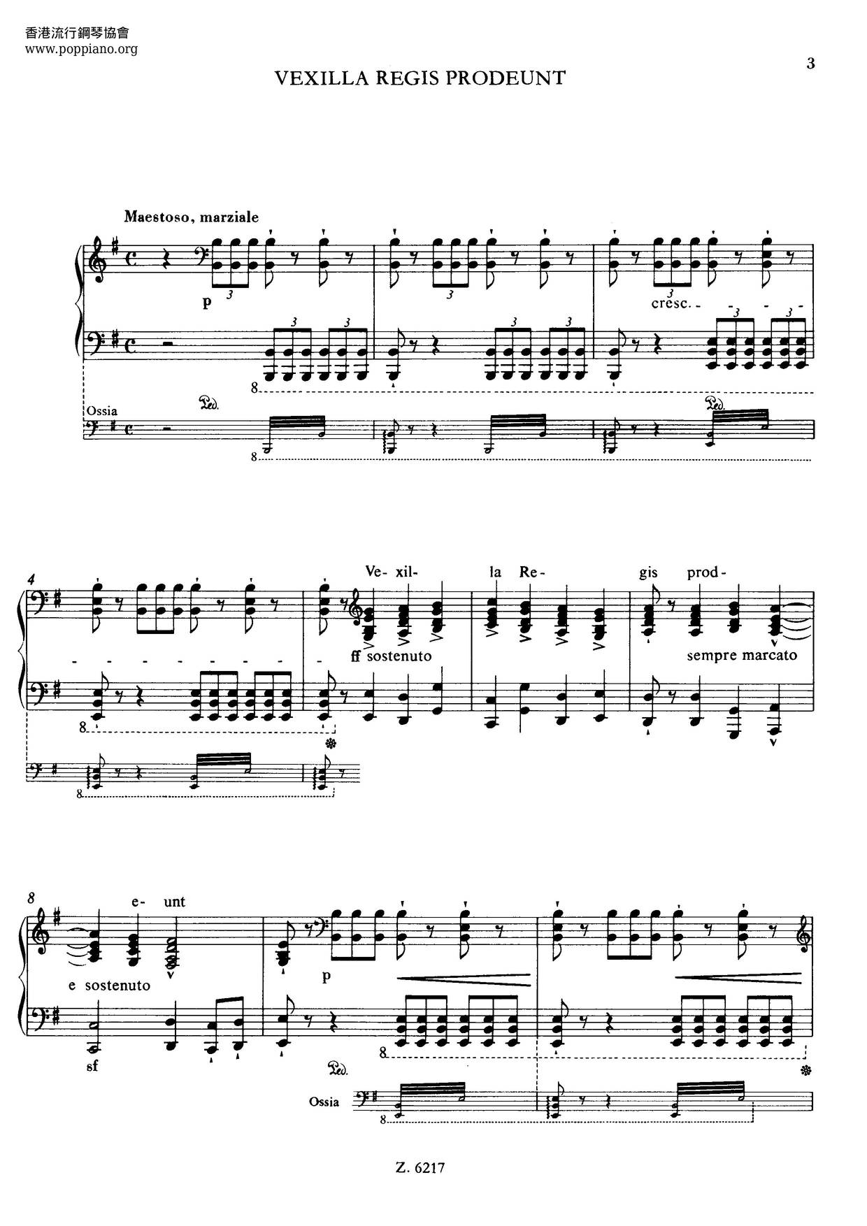 Vexilla Regis Prodeunt, S. 185ピアノ譜
