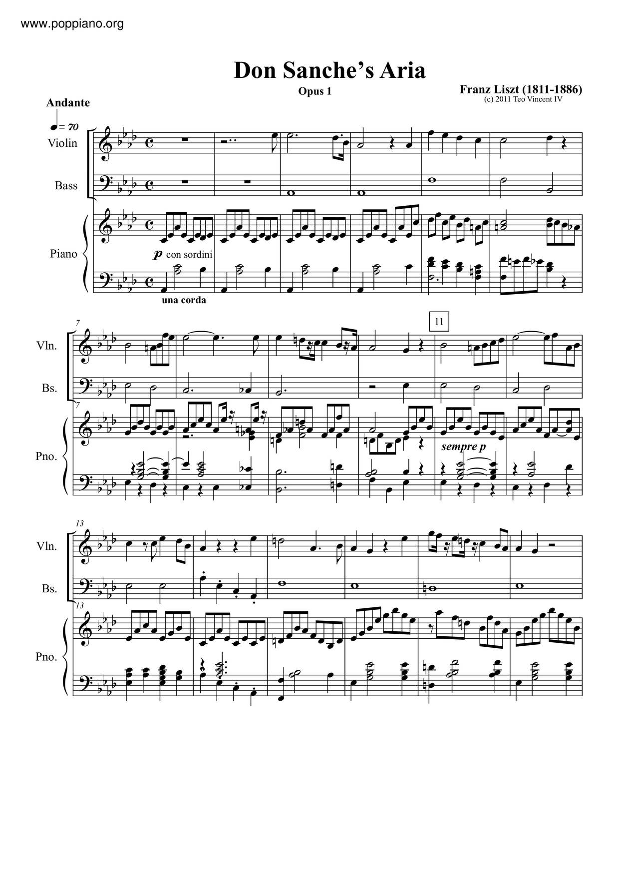 Don Sanche's Aria From Don Sanche & Le Chateaux De Amour, Opus 1 Score