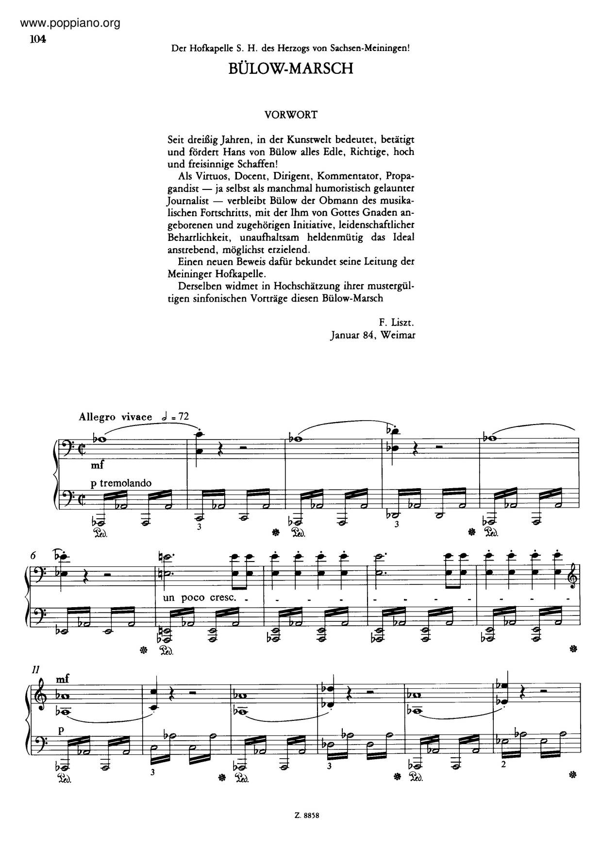 Bülow-Marsch, S.230琴譜