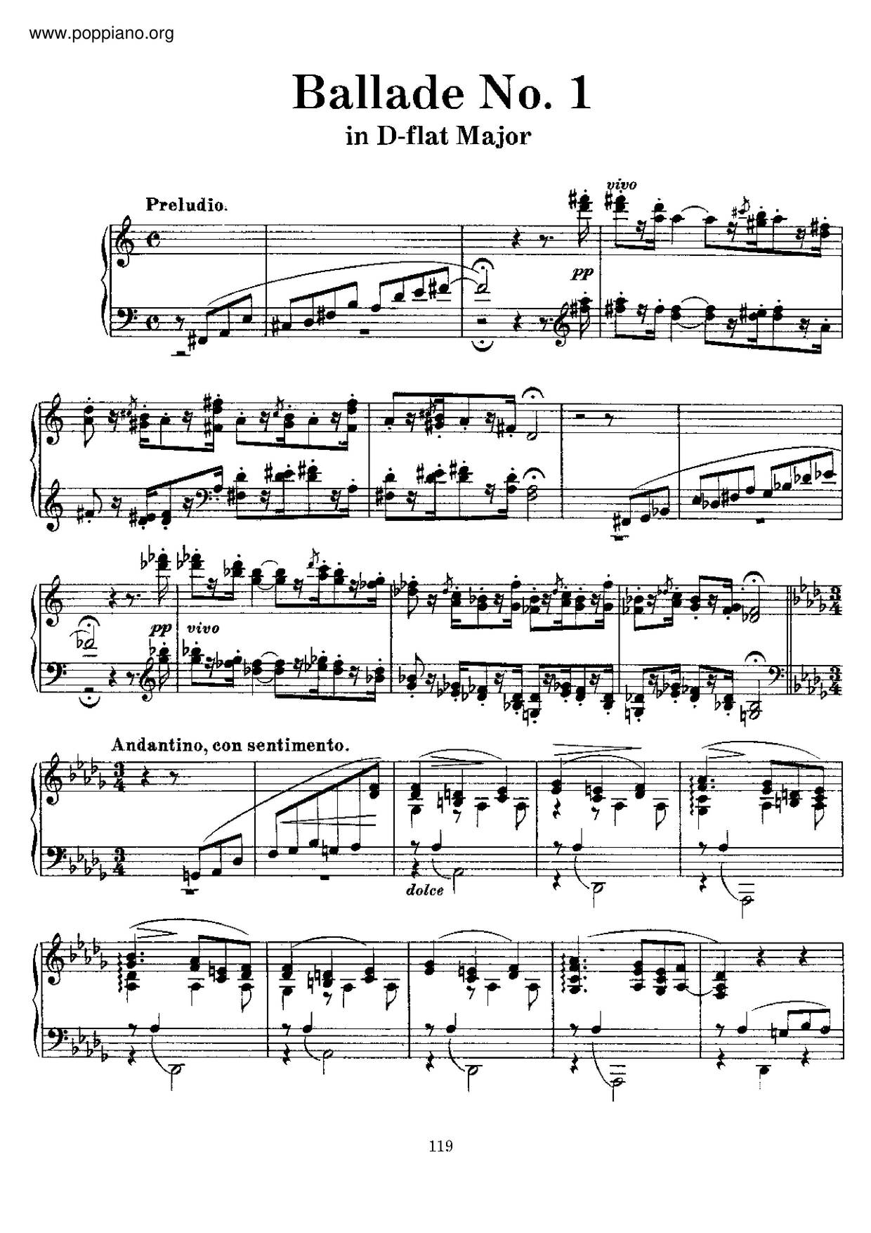 Ballade No. 1, S. 170 Score