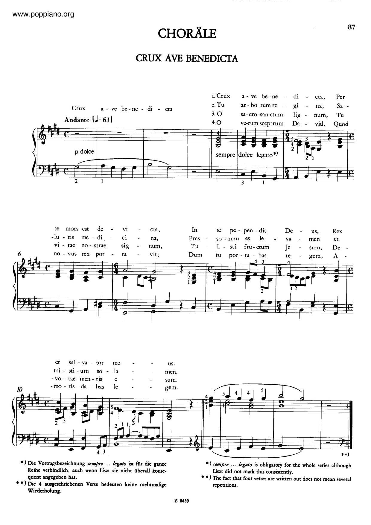 Alte Deutsche Geistliche Weisen, S.50ピアノ譜