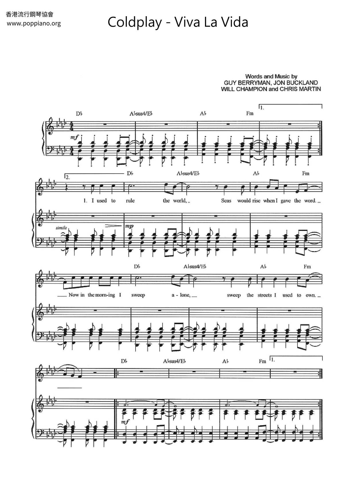 Viva La Vida Score