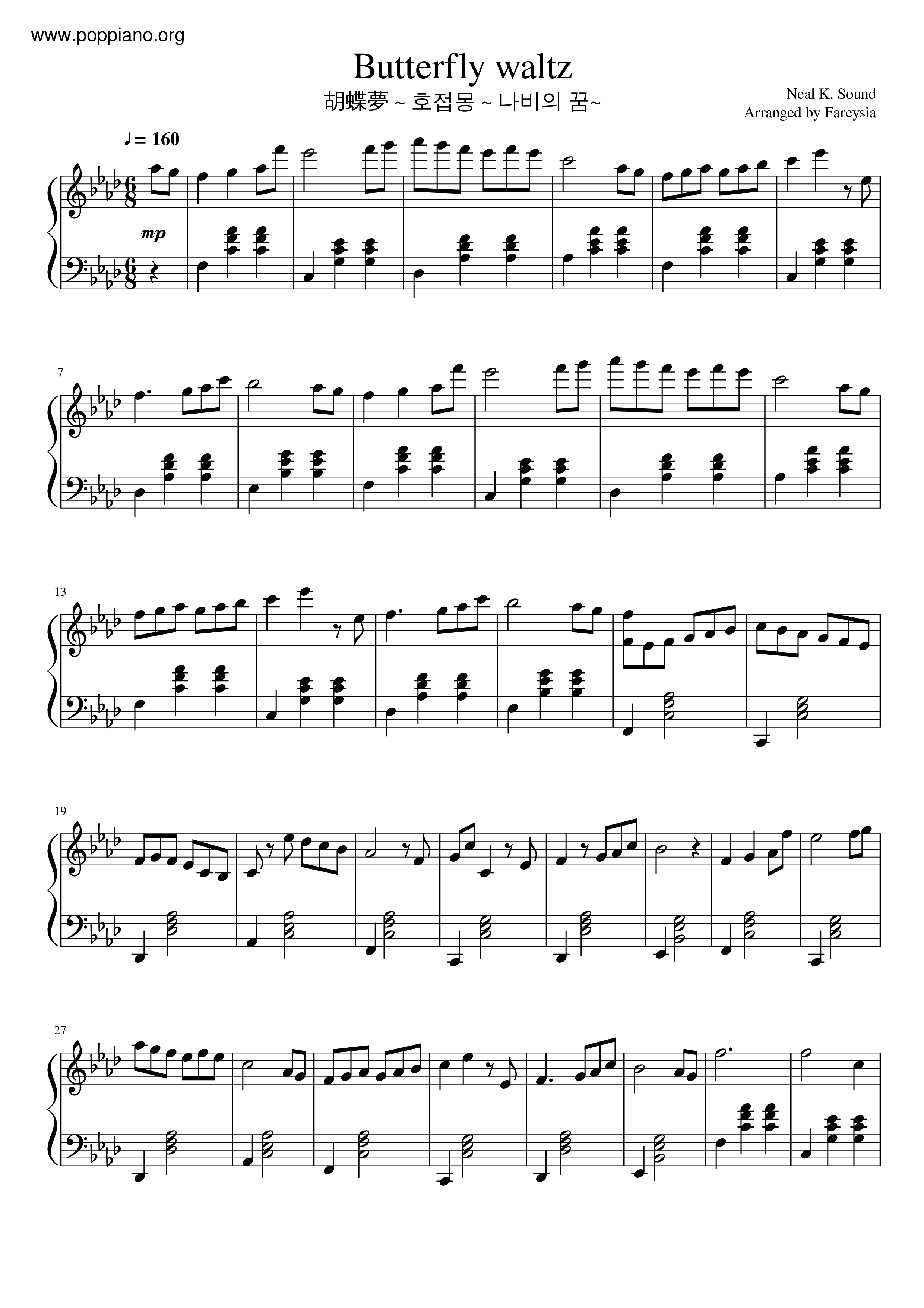 Butterfly Waltz Score