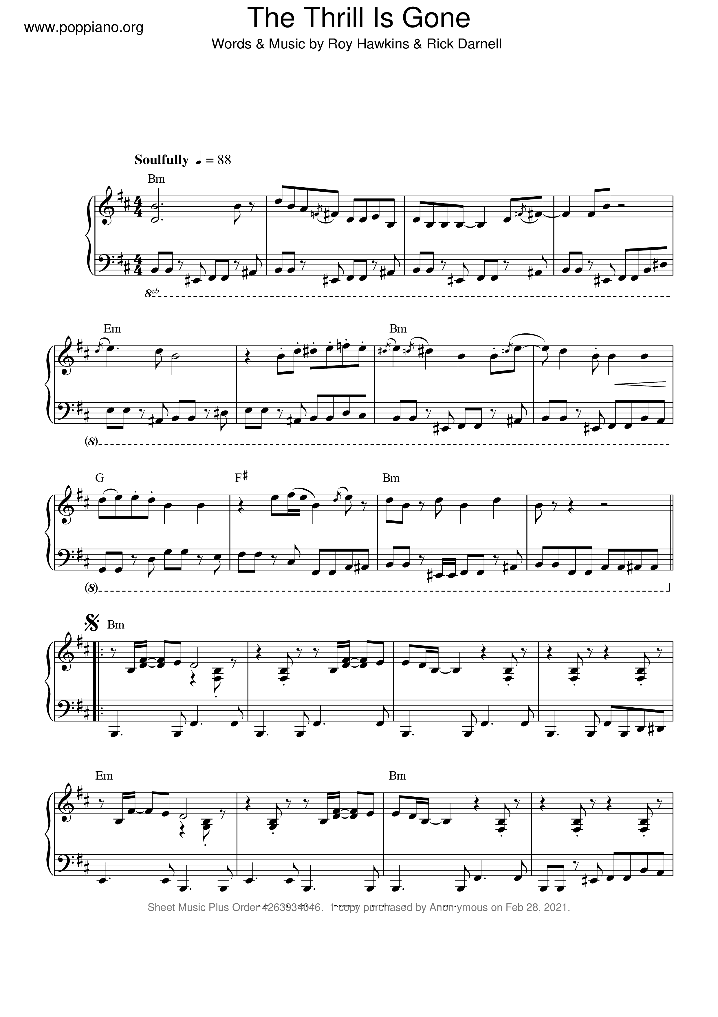 The Thrill Is Gone Score
