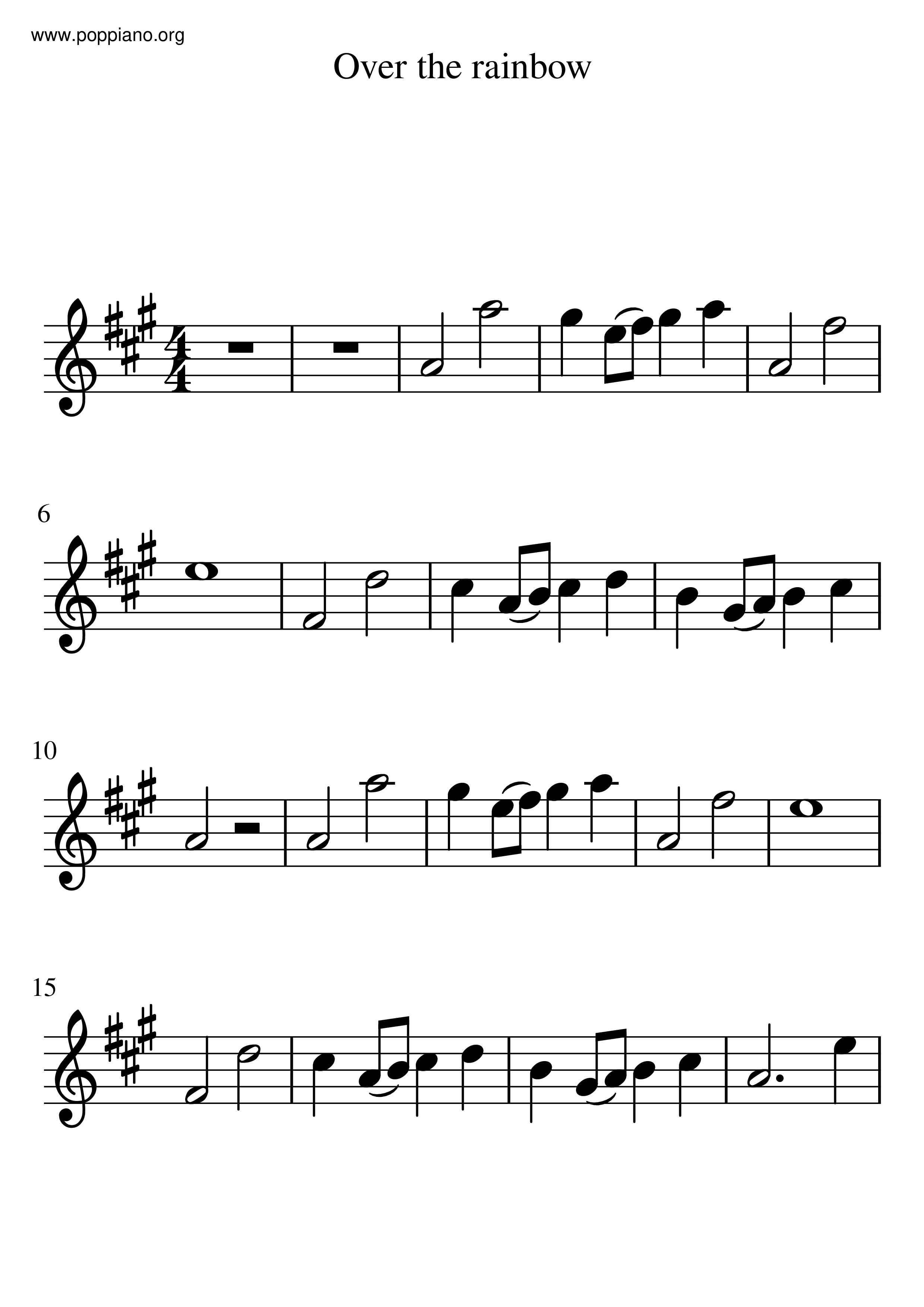 Harold Arlen Somewhere Over The Rainbow Violin Score pdf Free Score Download