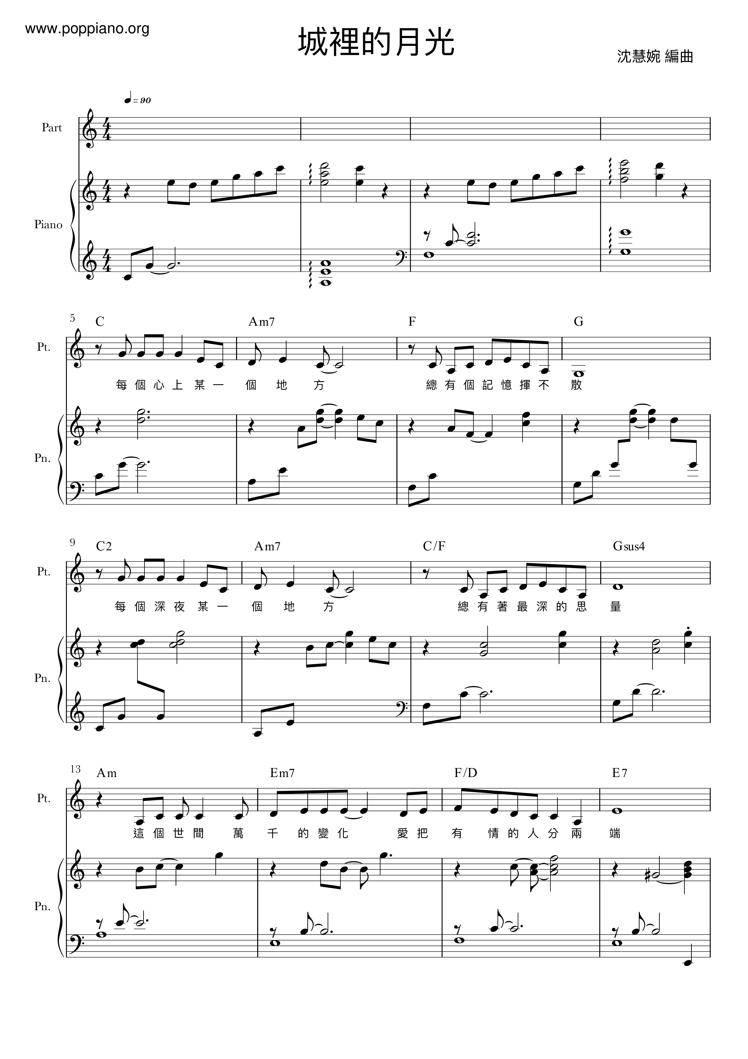 Moonlight In The City Score