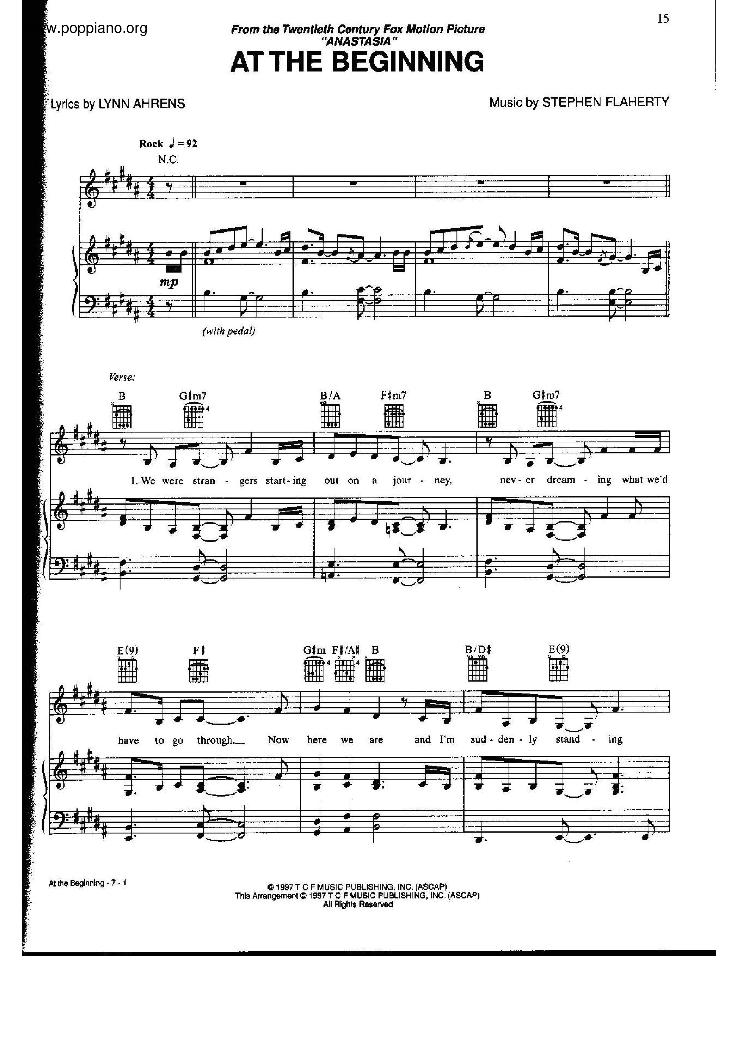 At The Begining Score
