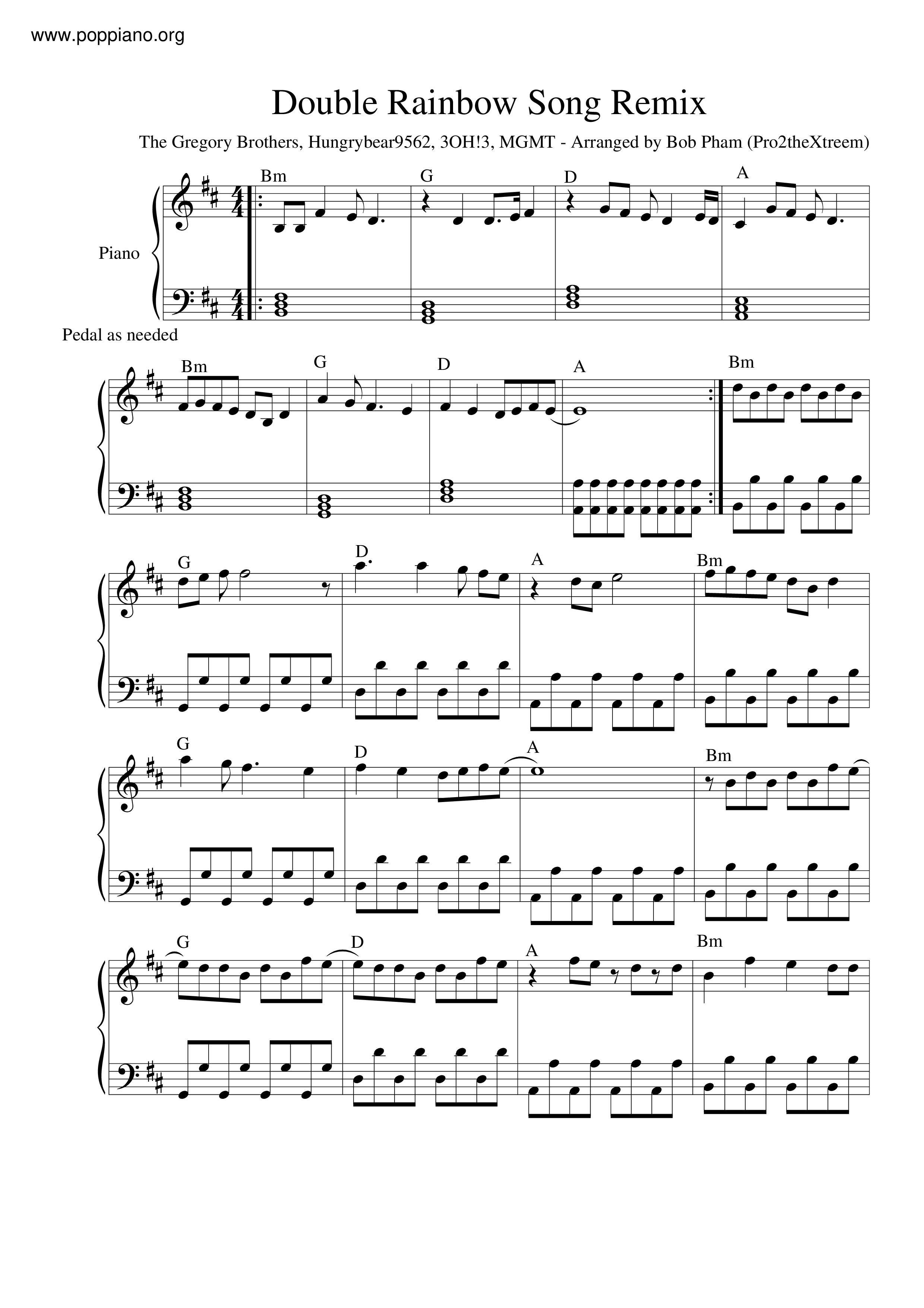 Double Rainbow Song Score