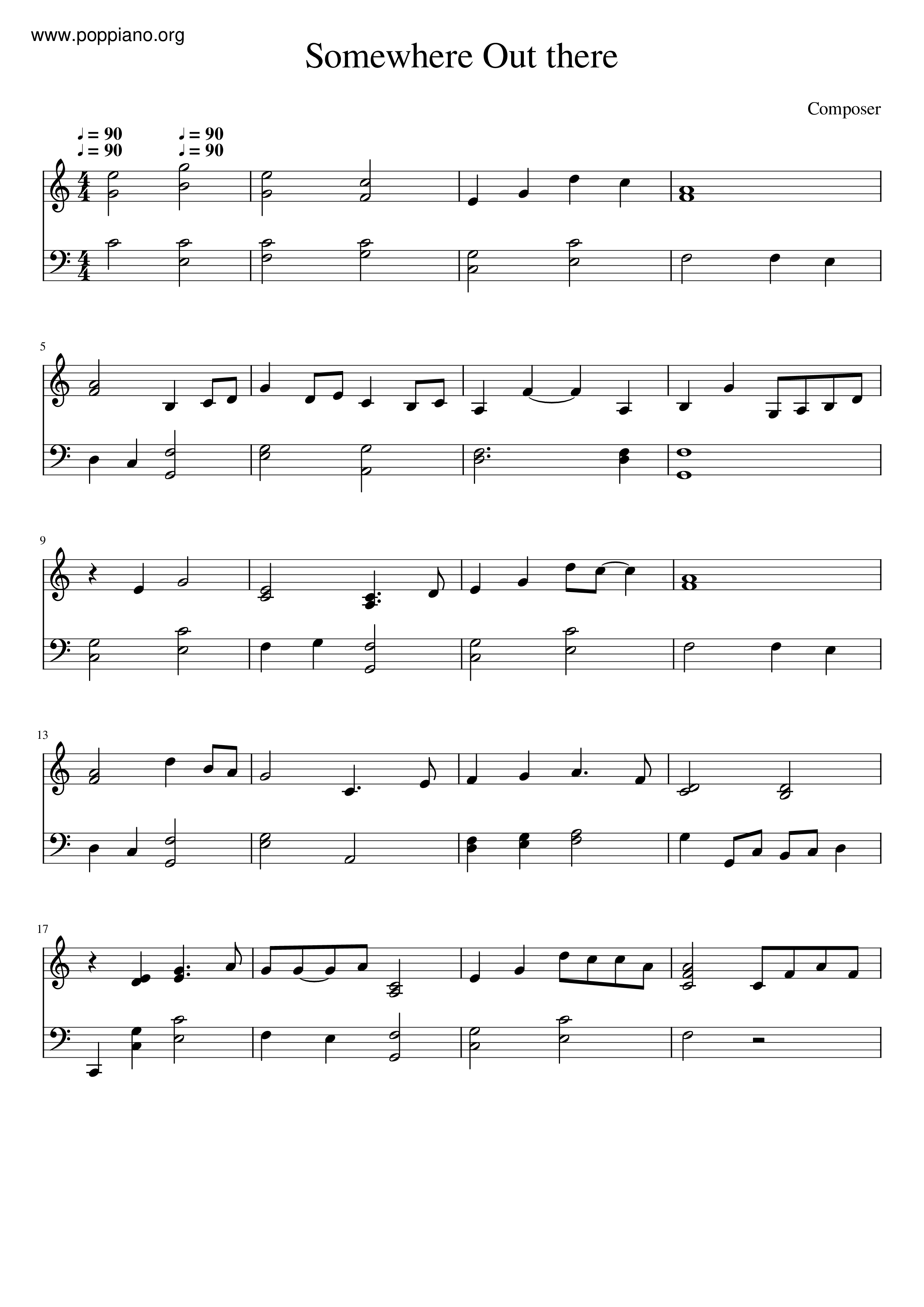 Somewhere Out There - From An American Tail Score