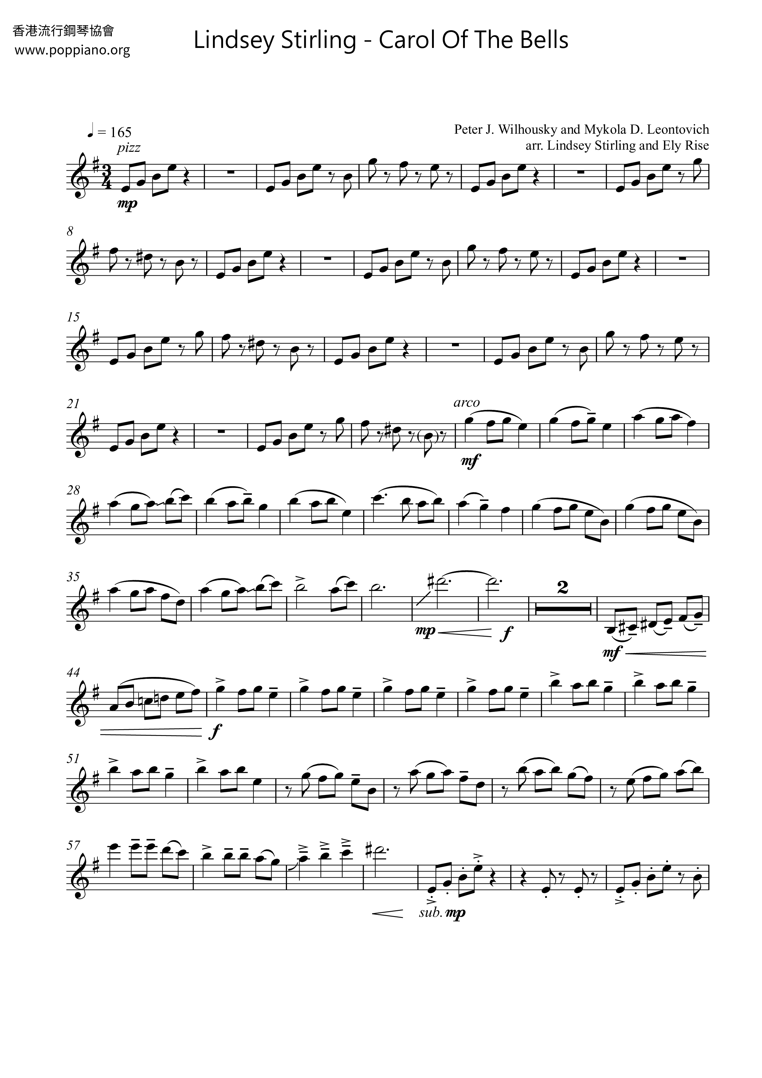 Carol of the Bells Score