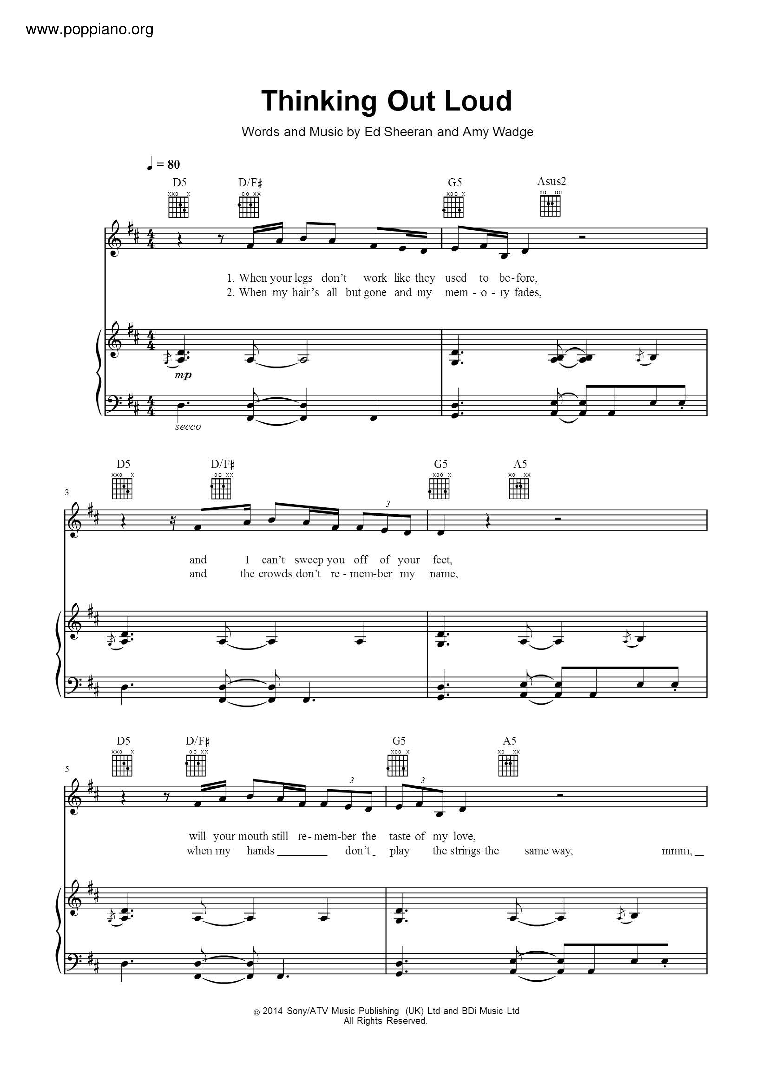 Thinking Out Loud Score