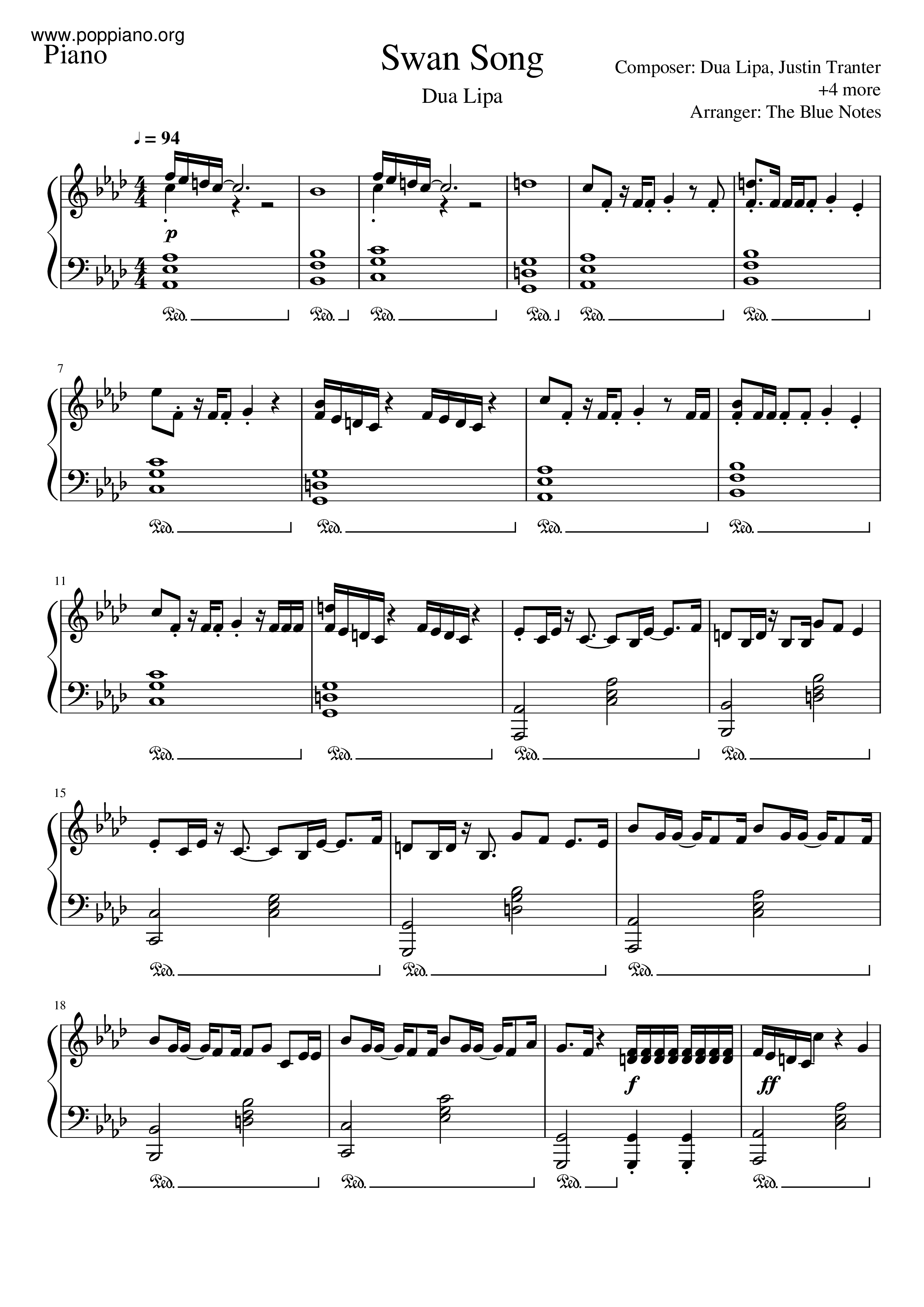 Swan Song琴譜