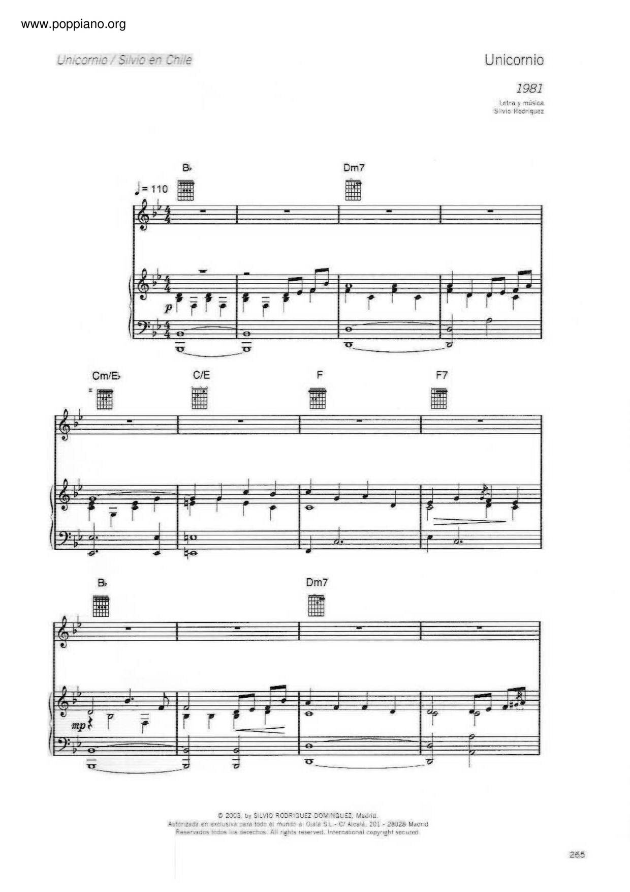 Unicornio琴譜